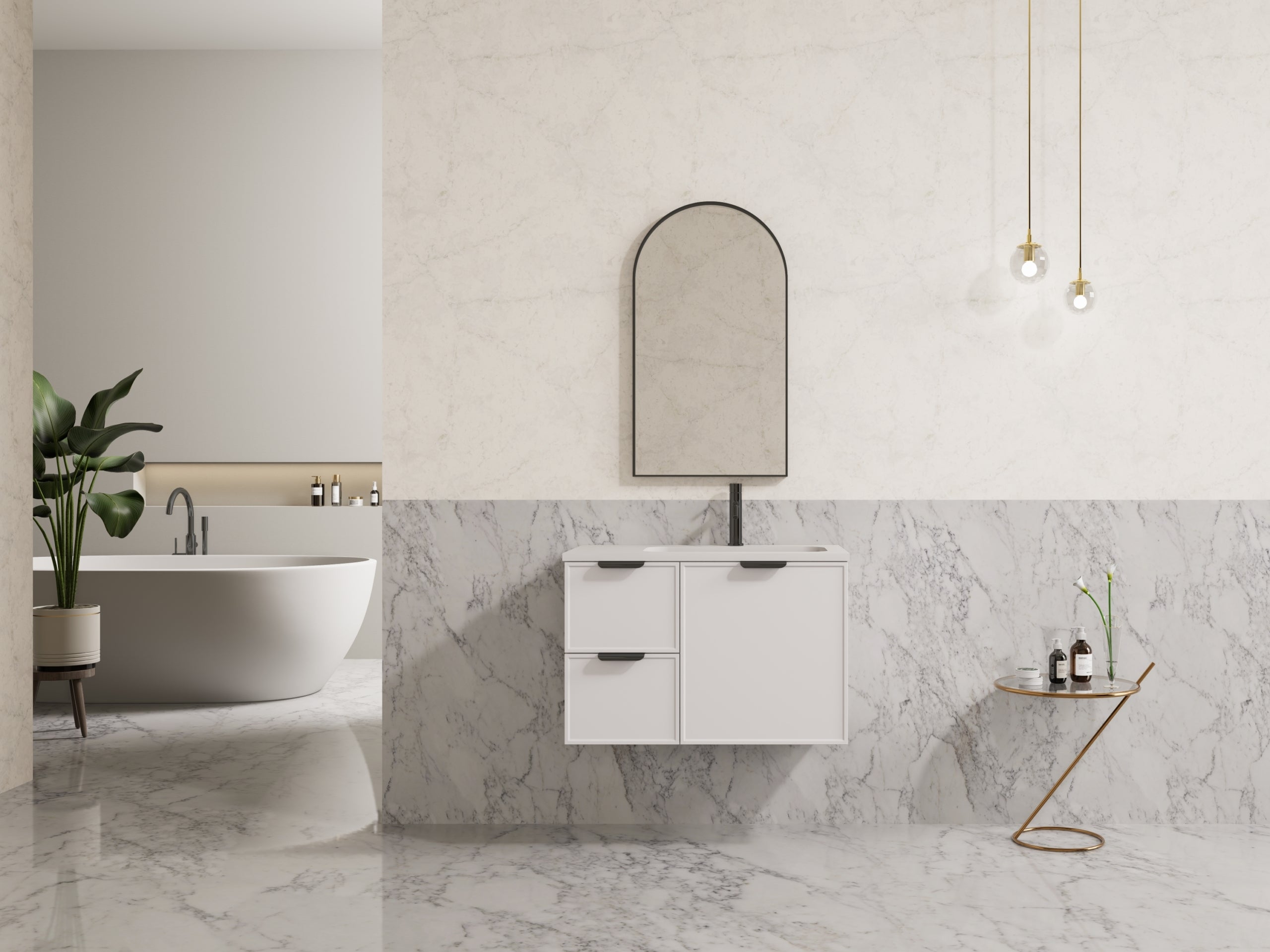 Miami PVC Waterproof Wall Hung Bathroom Vanity Matte White
