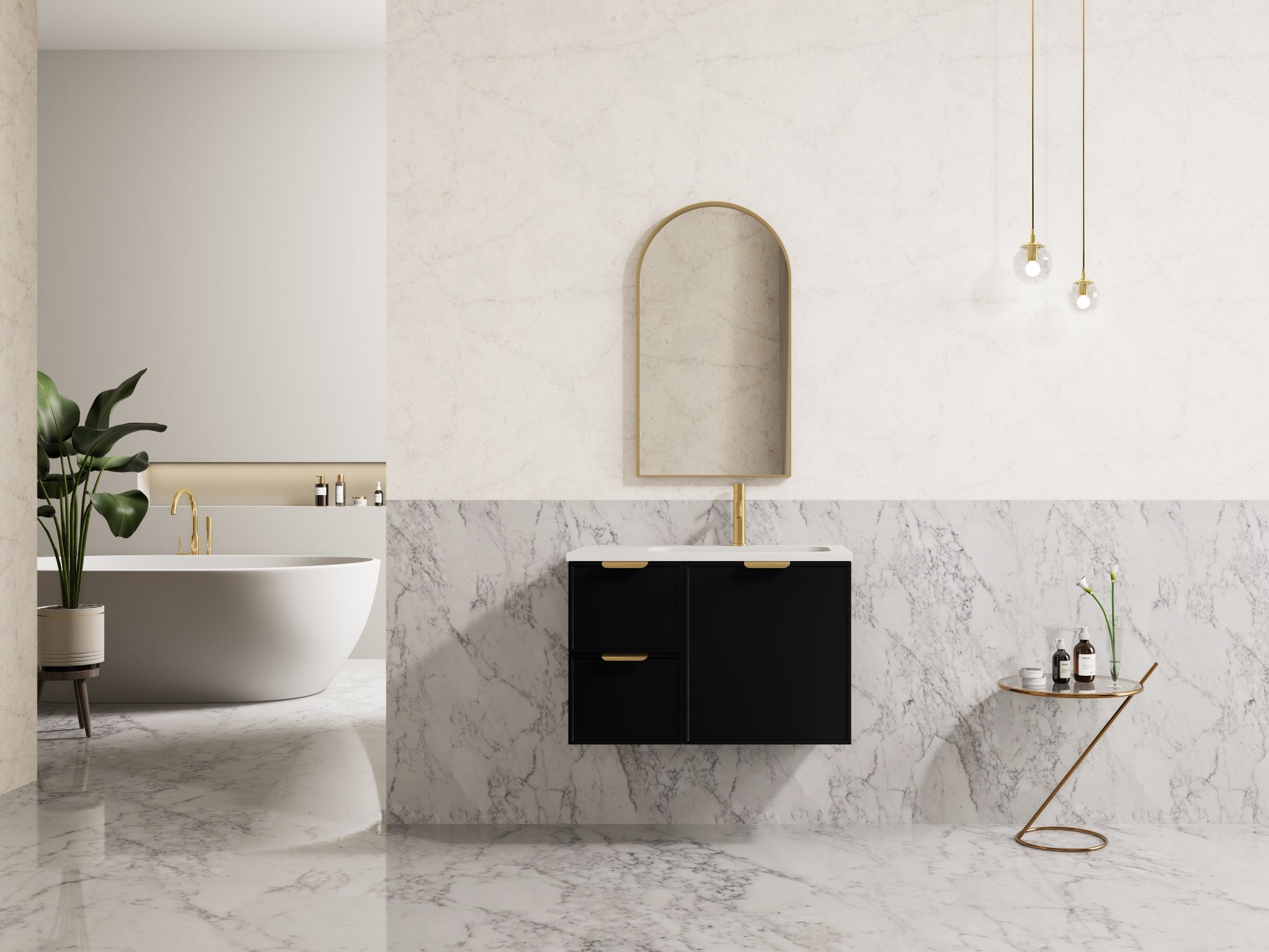 Miami PVC Waterproof Wall Hung Bathroom Vanity Matte Black