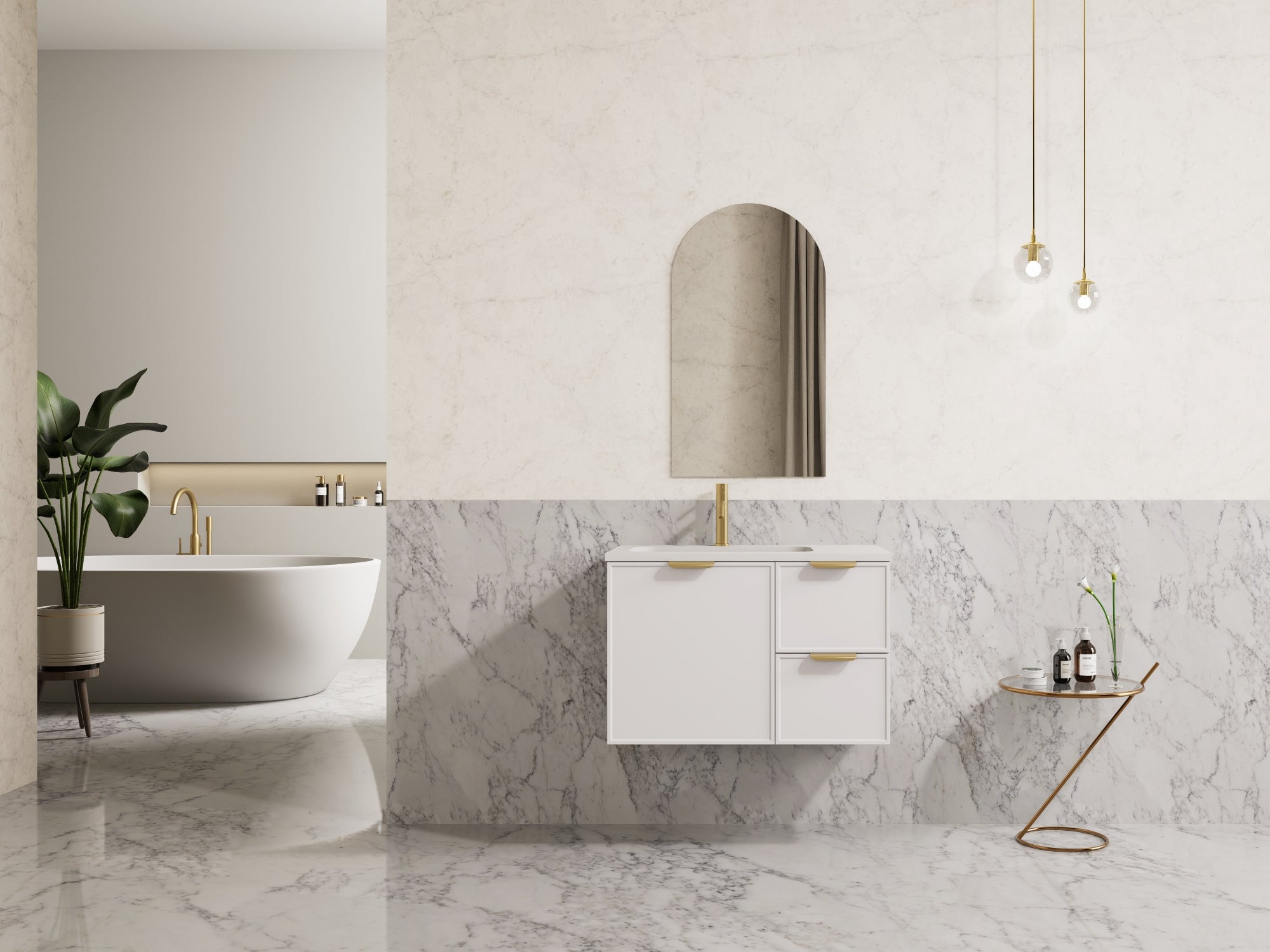 Miami PVC Waterproof Wall Hung Bathroom Vanity Matte White