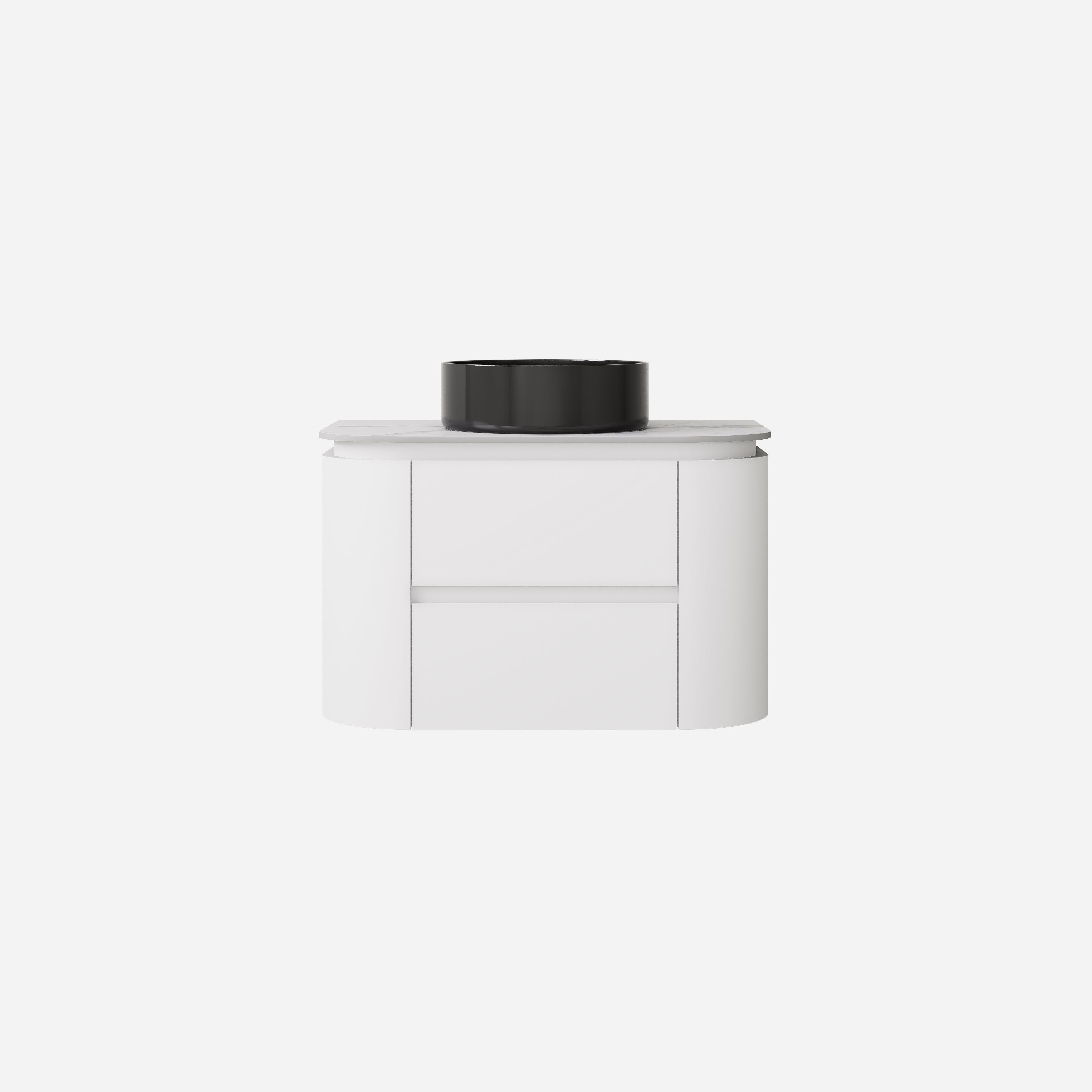 Devito Modern Curve Wall Hung Vanity PVC Cabinet Matte White