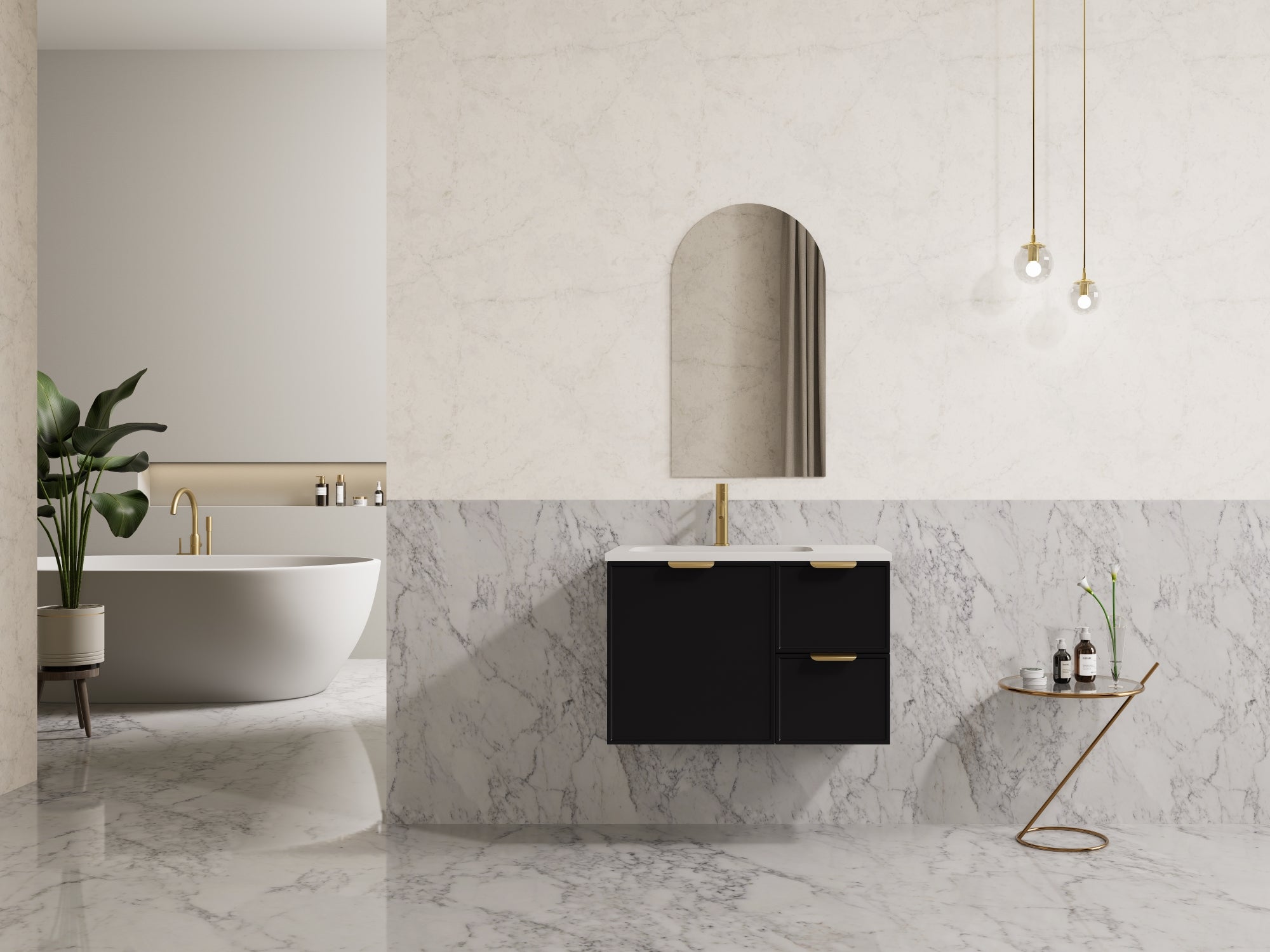 Miami PVC Waterproof Wall Hung Bathroom Vanity Matte Black