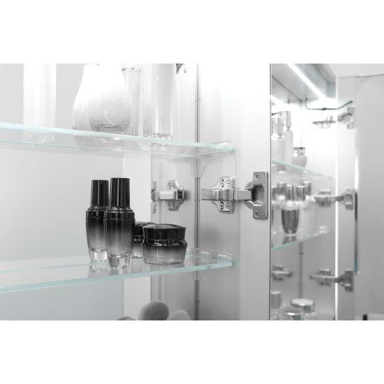 750*720*139mm Silver Brushed Rectangular LED Mirror Shaving Cabinet(Double Doors,Anti-Fogging) - Living and Bathroom