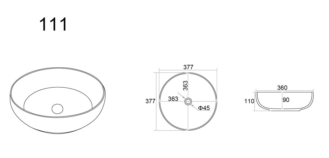 Oban Above counter Basins 377*377*110 Matte Black