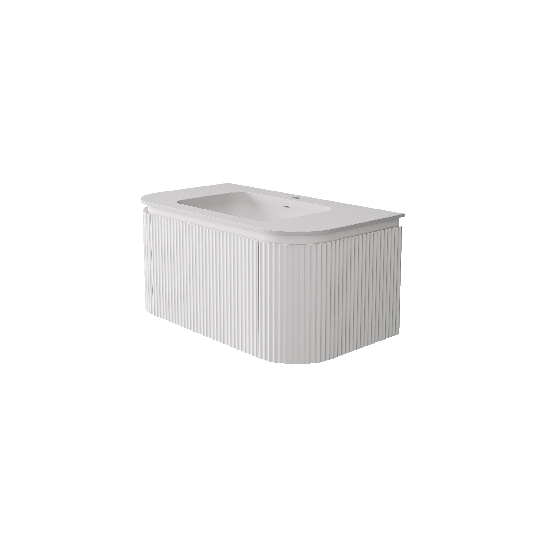 Estella Modern Curve Wall Hung Vanity PVC Cabinet Matte White