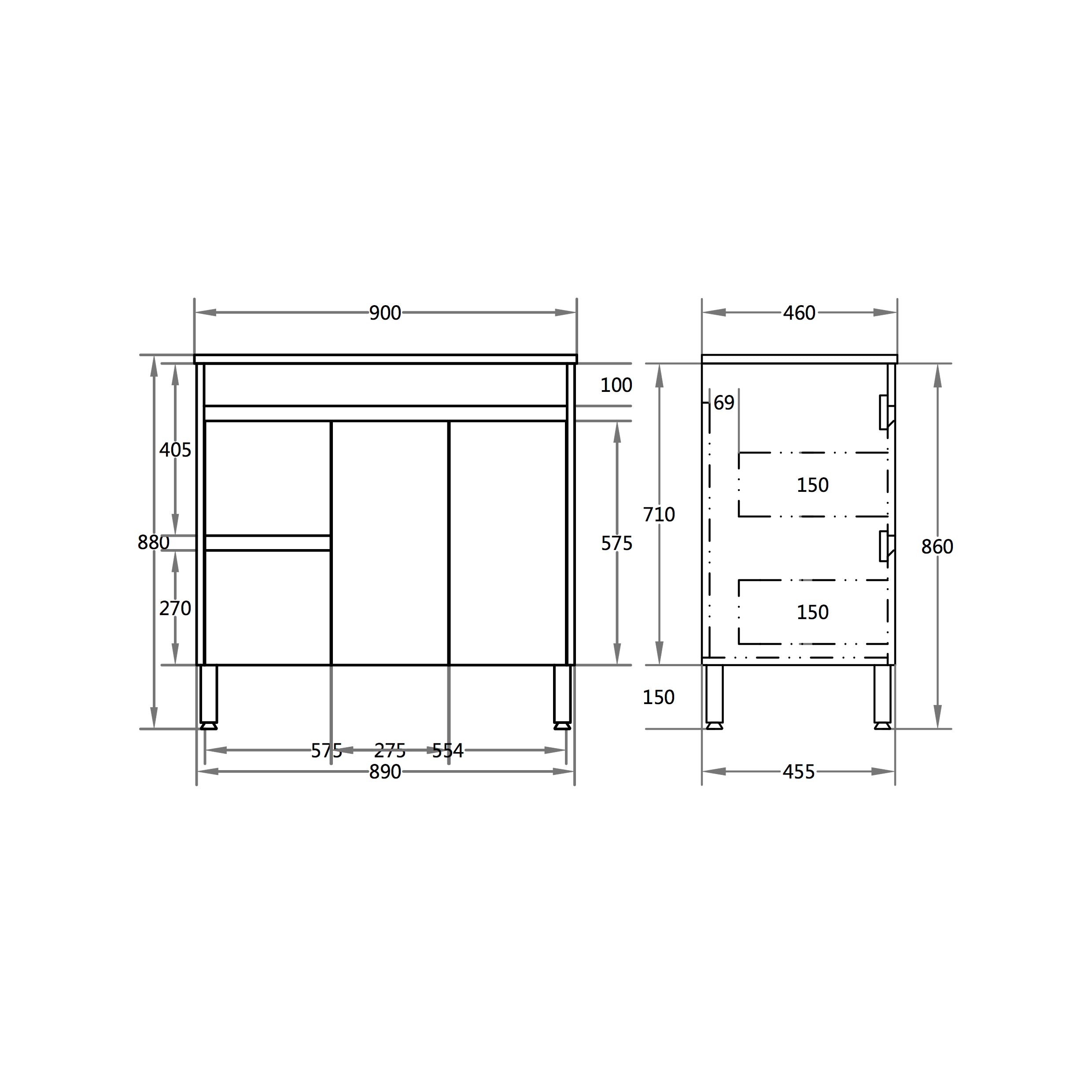 Nova Plywood Freestanding Bathroom Vanity Concrete Grey