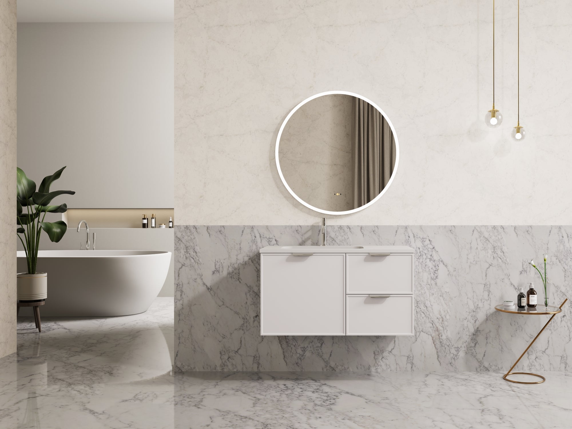 Miami PVC Waterproof Wall Hung Bathroom Vanity Matte White