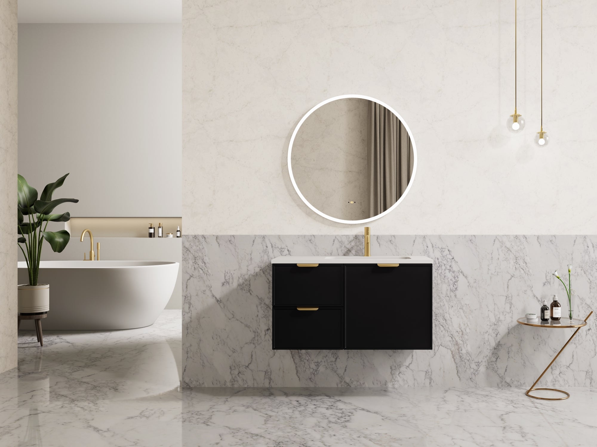Miami PVC Waterproof Wall Hung Bathroom Vanity Matte Black