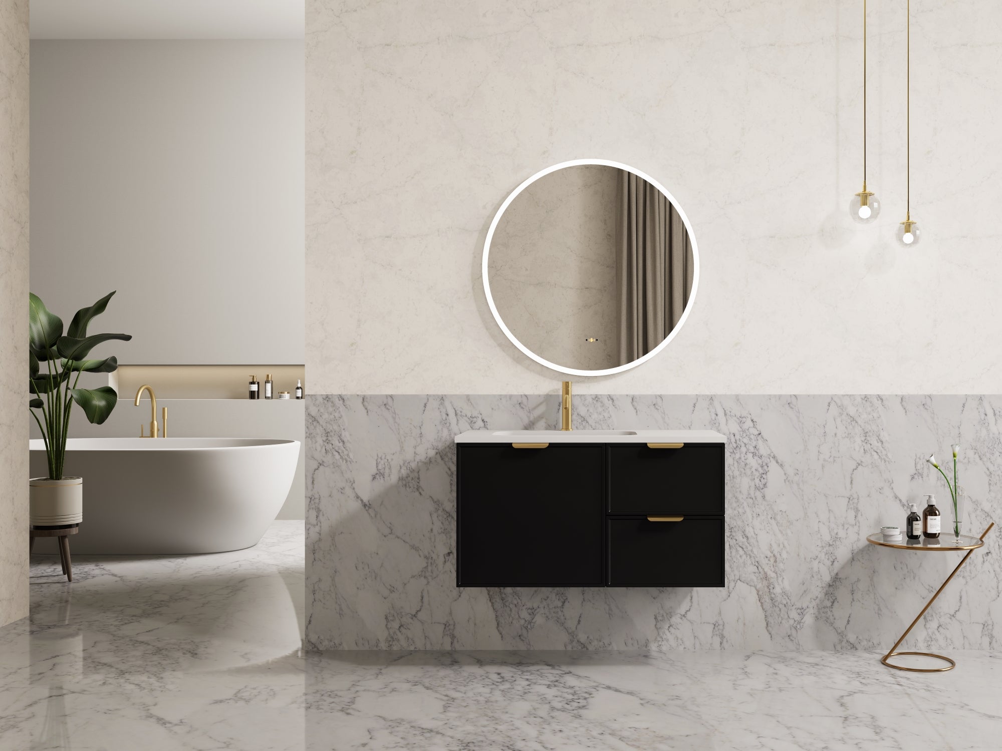 Miami PVC Waterproof Wall Hung Bathroom Vanity Matte Black