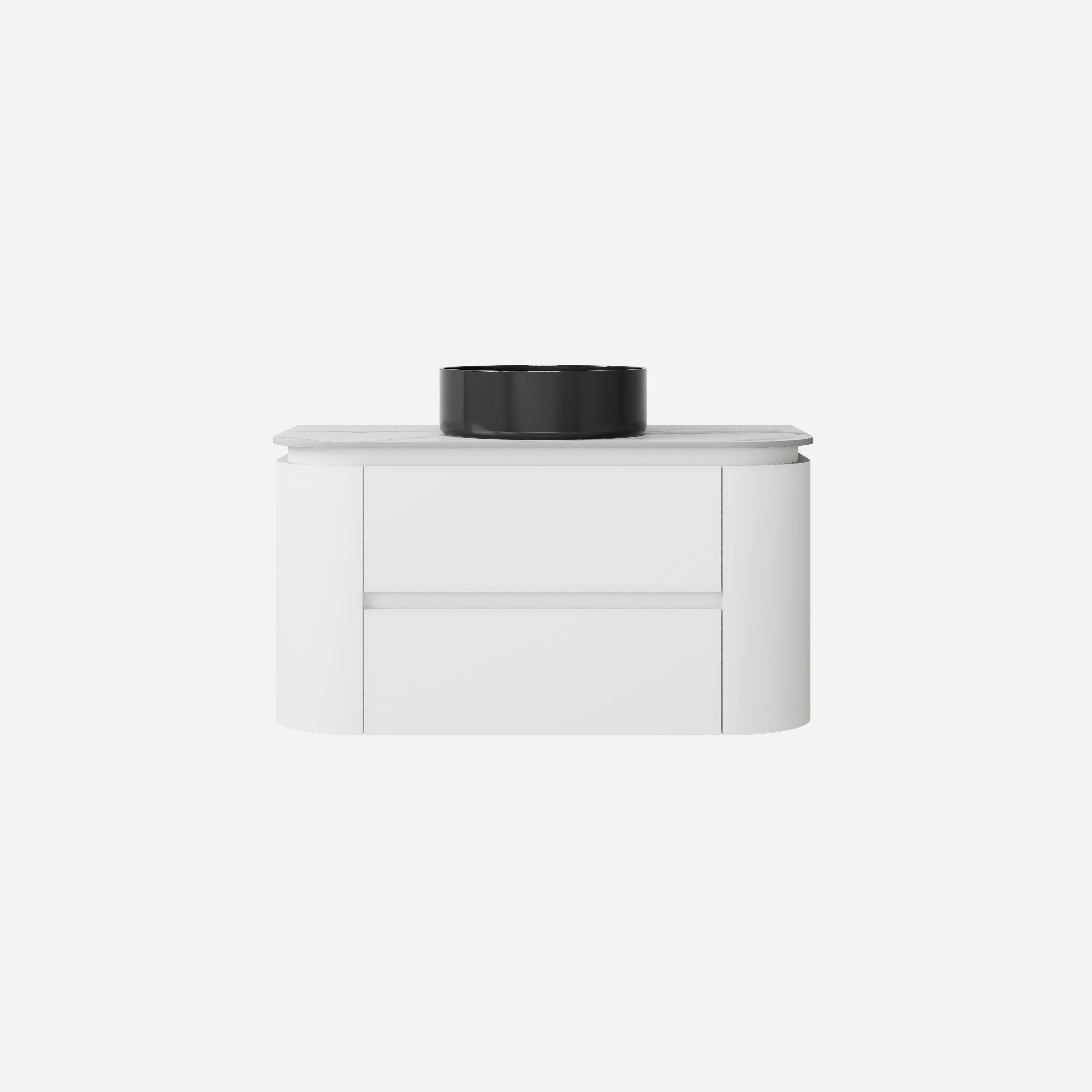 Devito Modern Curve Wall Hung Vanity PVC Cabinet Matte White