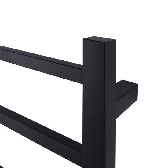Square Black Electric Heated Towel Rack 6 Bars - Living and Bathroom