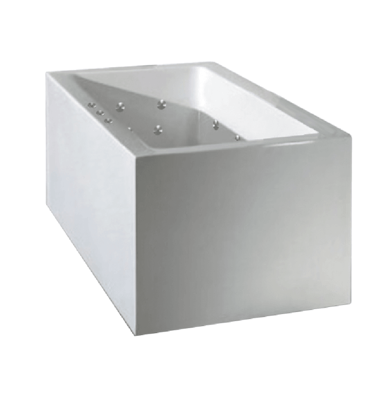 ATAUD 1520/1700*750*580mm White Rectangle 12 Jets Acrylic Freestanding Spa Bathtub - Living and Bathroom