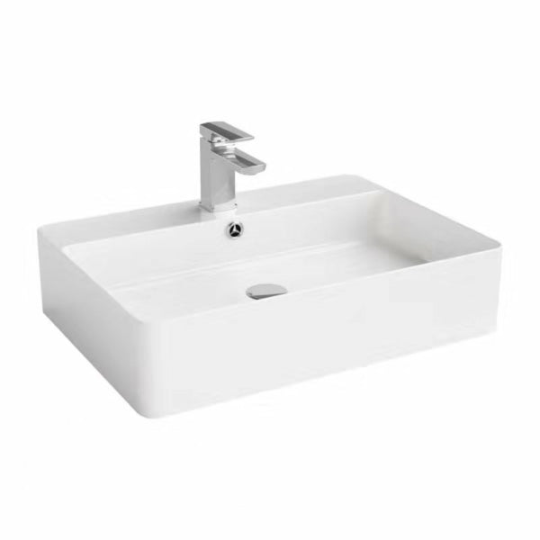 Ultra Slim Gloss White Fine Ceramic-Wall Hung/Above Counter Basin 600×420×140mm