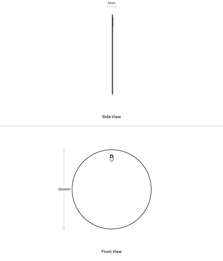 Round 90cm Pencil-edge Plain Mirror - Living and Bathroom
