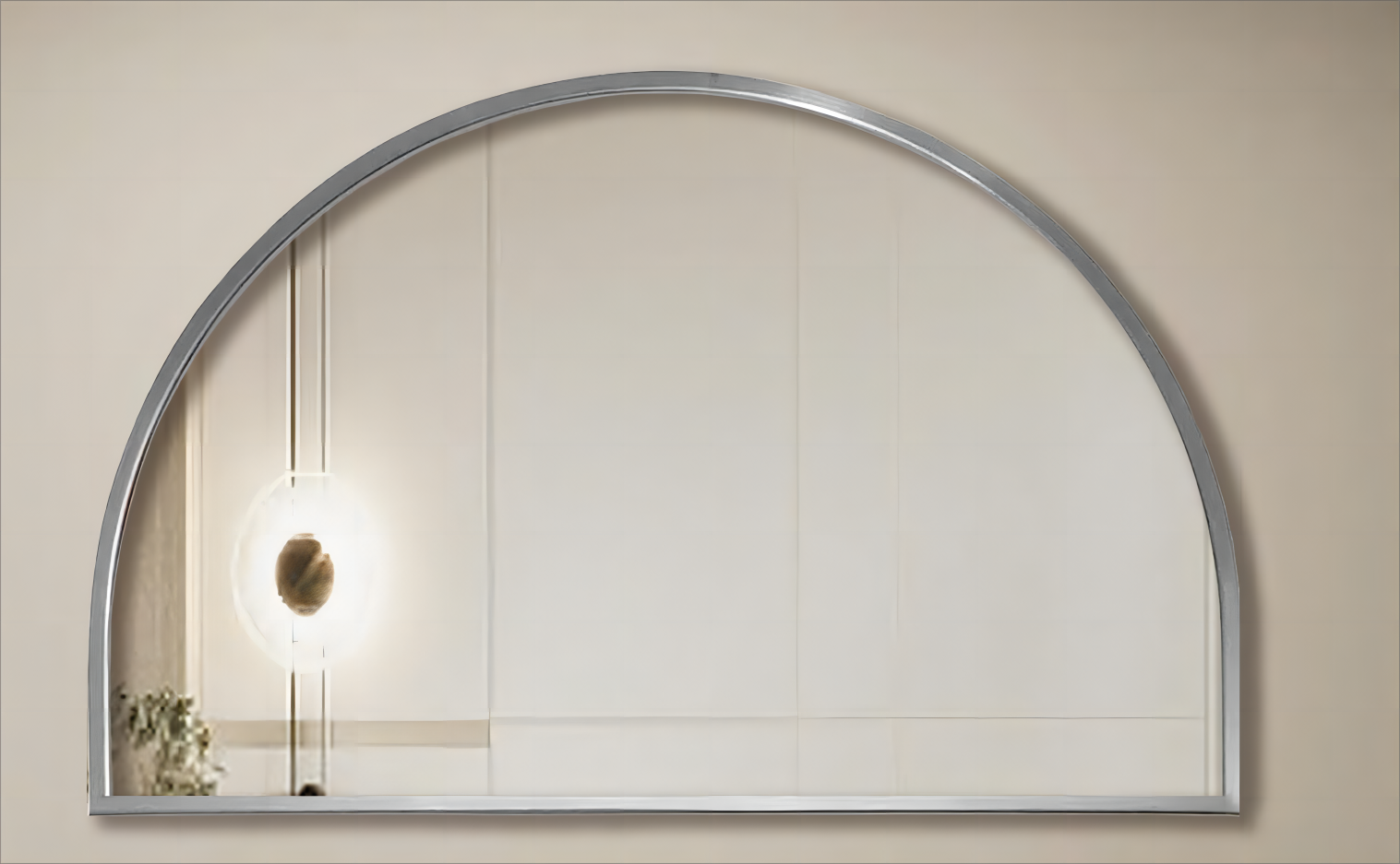 Archo Half Moon Framed Mirror Brushed Nickel