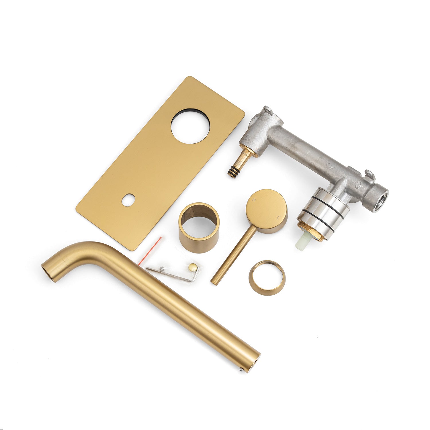 Lucid Pin Series Round Wall Basin/Bath Mixer Spout Set