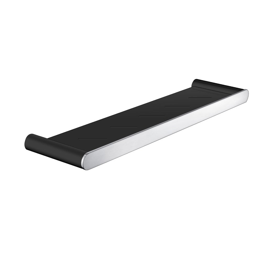 Esperia Matte Black & Chrome Shower Shelf