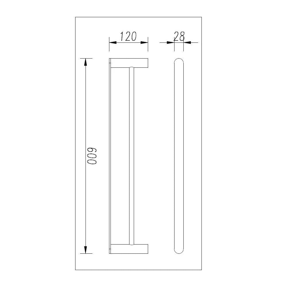 Esperia Matte Black 600mm  DoubleTowel Rail