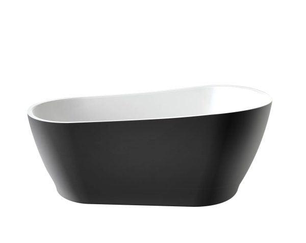 Cannes 1500mm Freestanding Designer Black/White Bathtub - Living and Bathroom