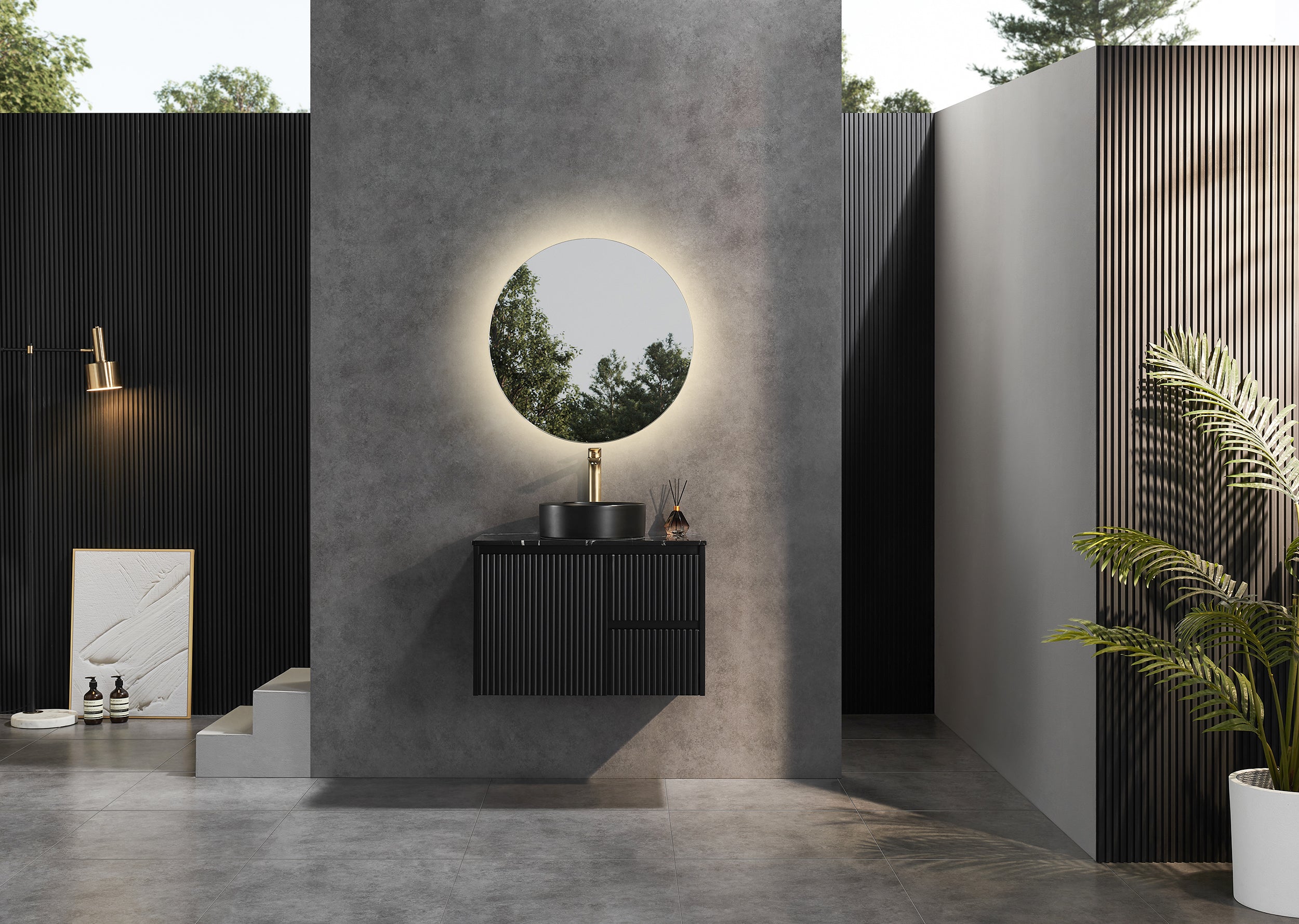 Brindabella PVC Waterproof Wall Hung Bathroom Vanity  Matte Black