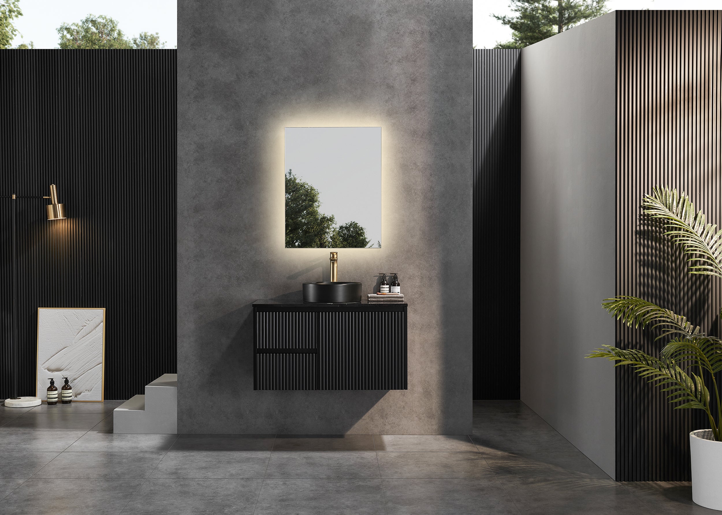 Brindabella PVC Waterproof Wall Hung Bathroom Vanity  Matte Black