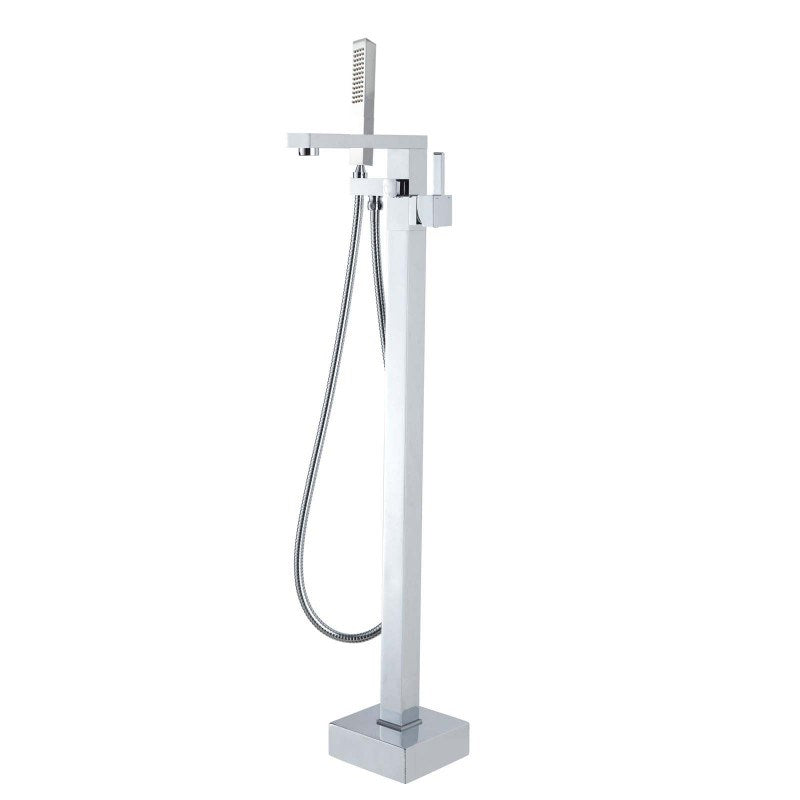 Square Free Standing Bath Mixer with Hand Shower