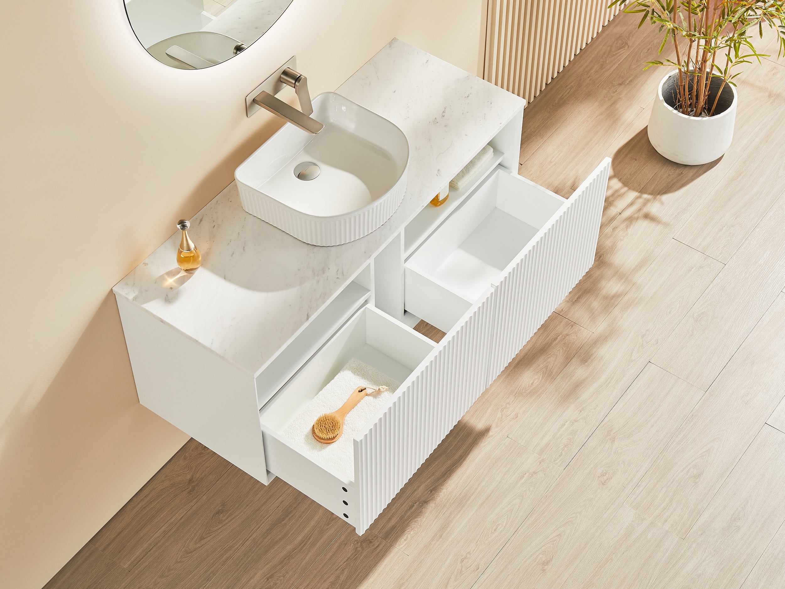Kirribilli PVC Waterproof  Wall Hung Bathroom Vanity  Matte White