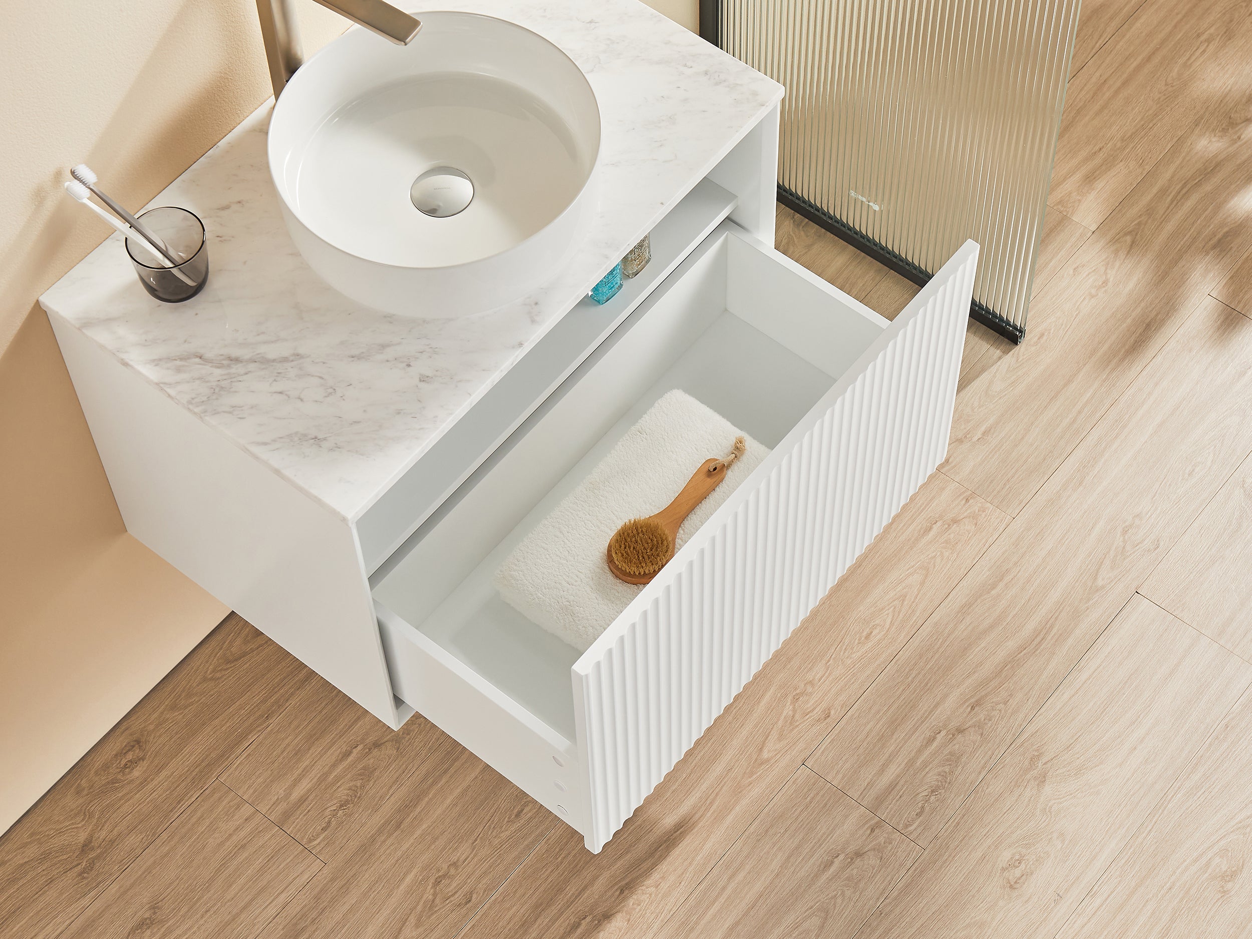 Kirribilli PVC Waterproof  Wall Hung Bathroom Vanity  Matte White
