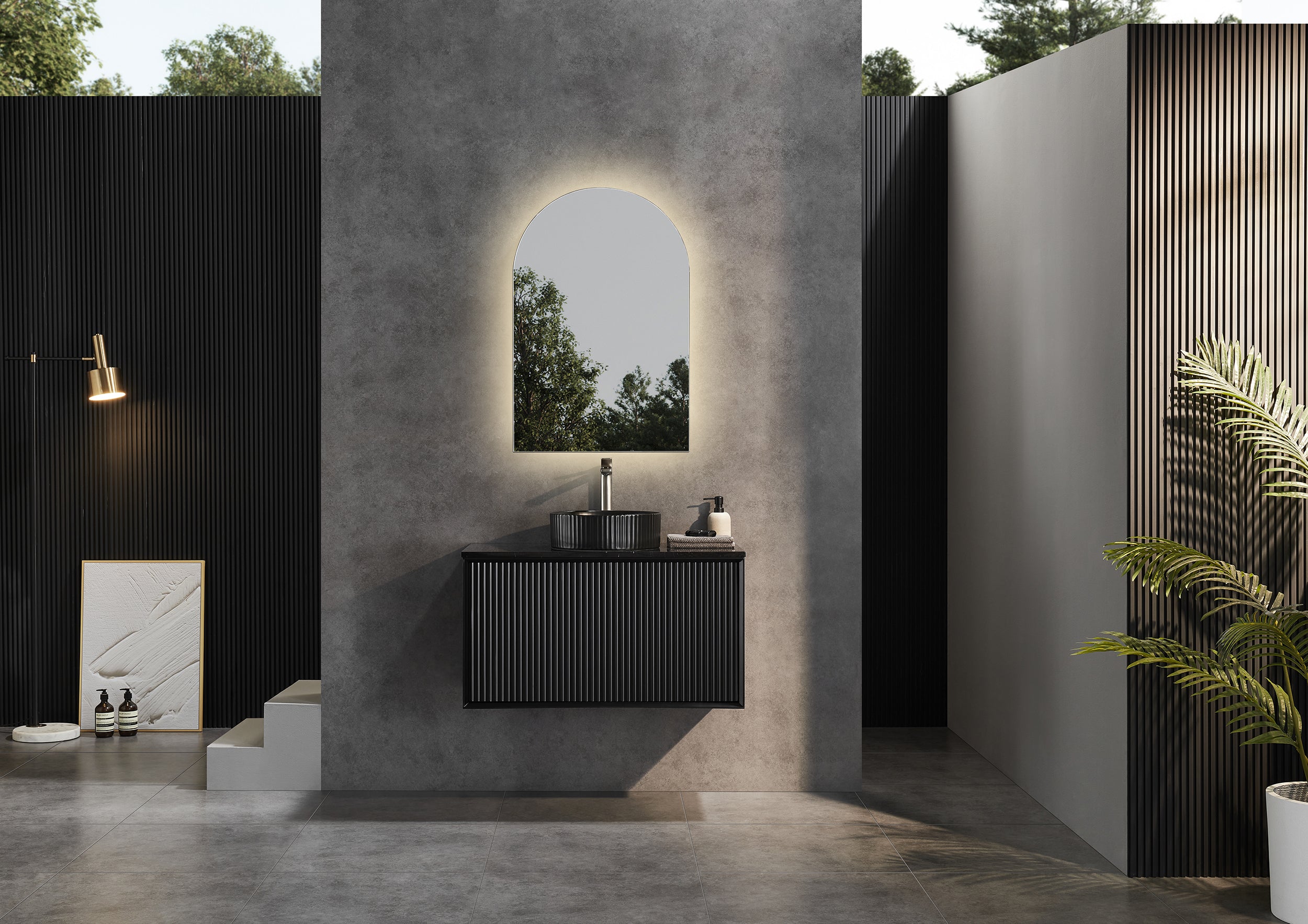 Kirribilli PVC Waterproof  Wall Hung Bathroom Vanity  Matte Black