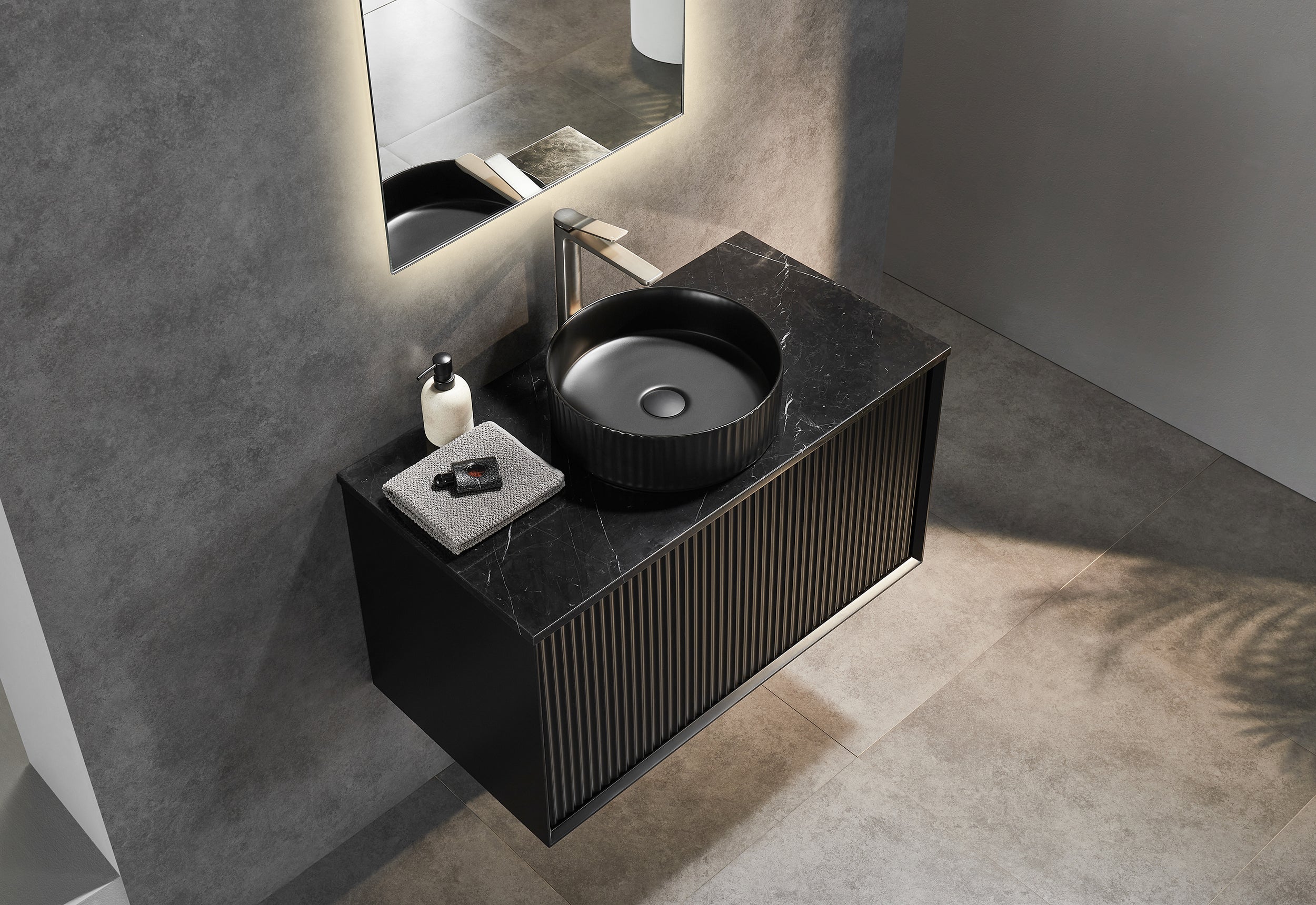 Kirribilli PVC Waterproof  Wall Hung Bathroom Vanity  Matte Black