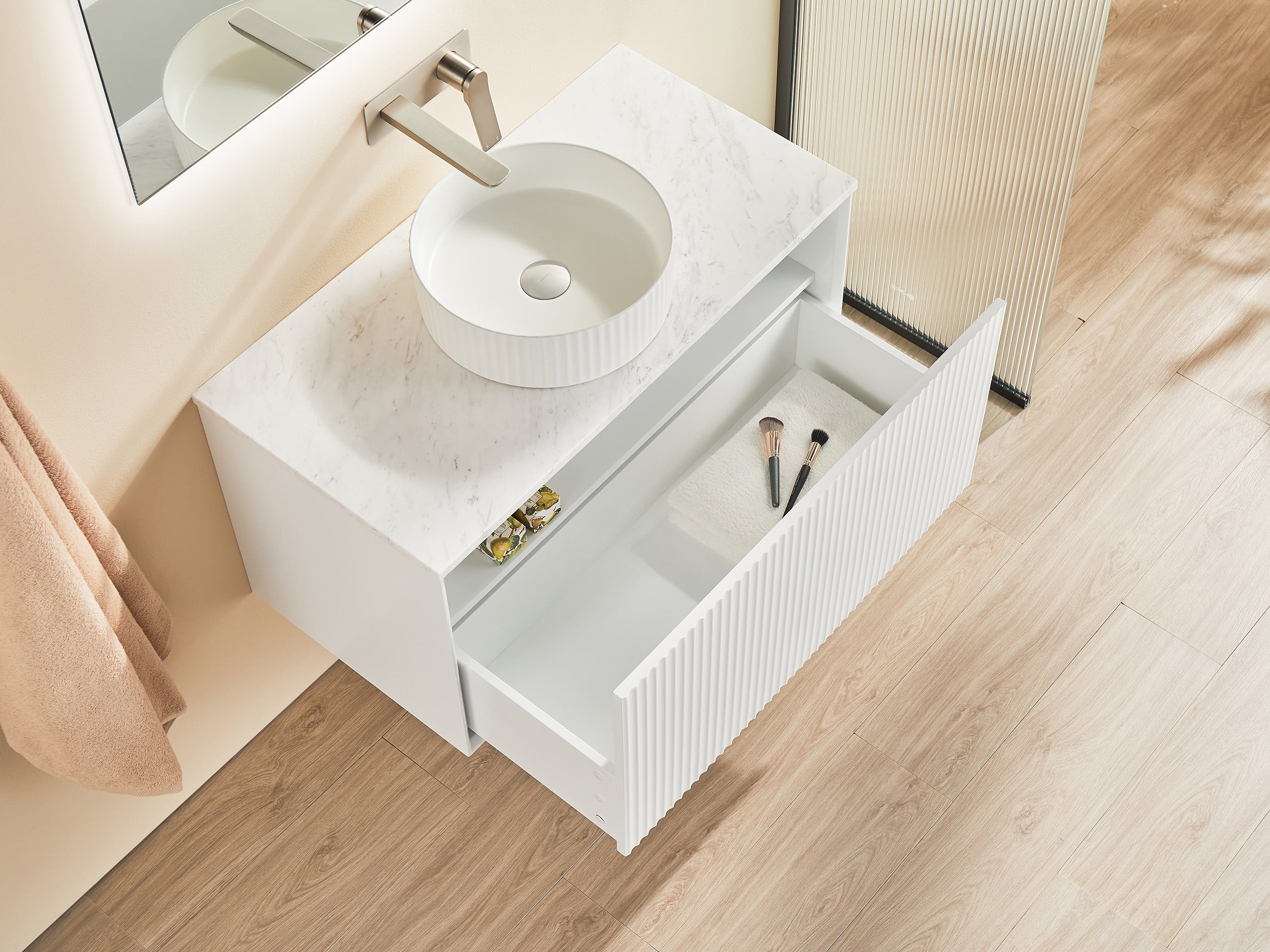 Kirribilli PVC Waterproof  Wall Hung Bathroom Vanity  Matte White