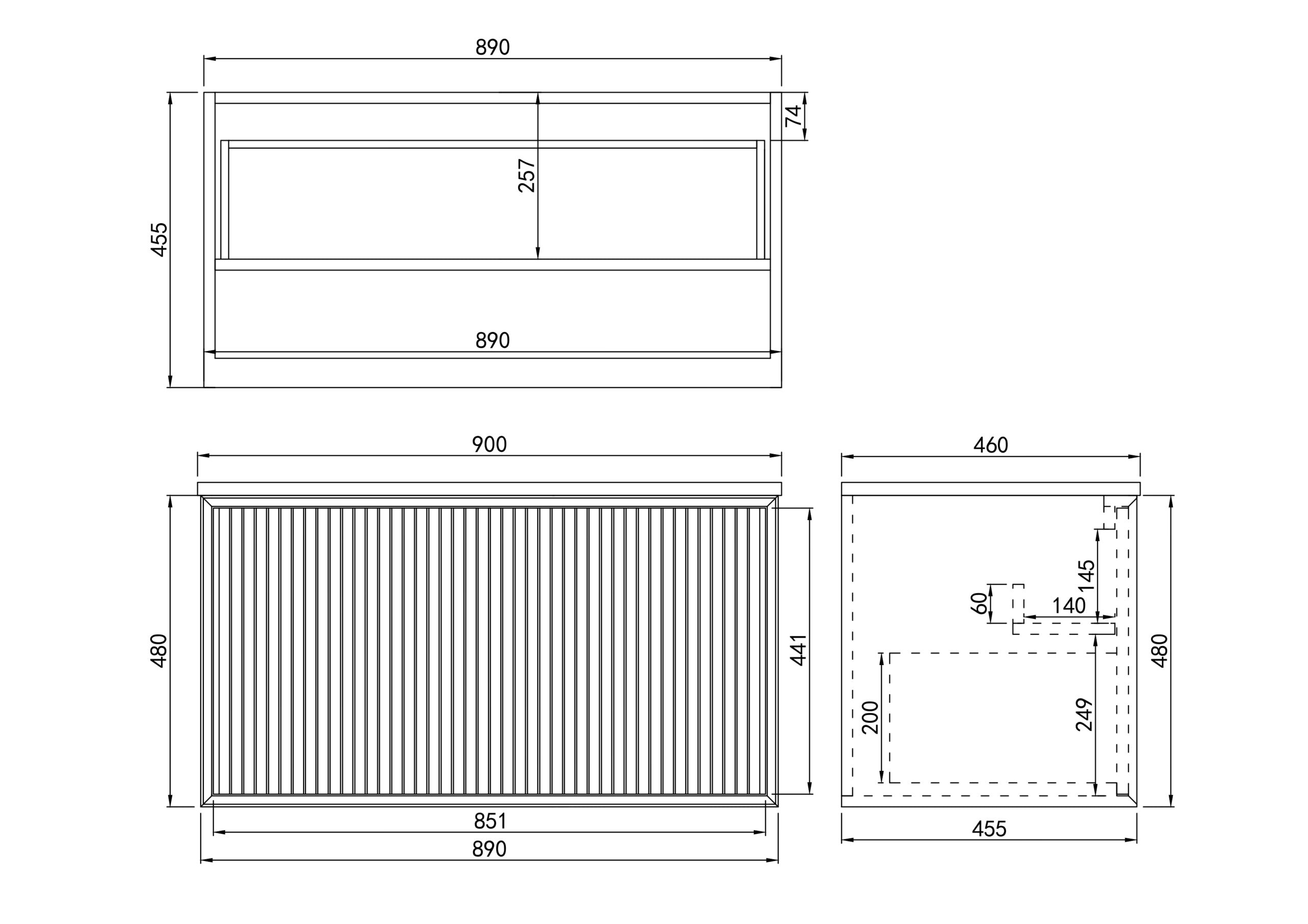 Kirribilli PVC Waterproof  Wall Hung Bathroom Vanity  Matte Black