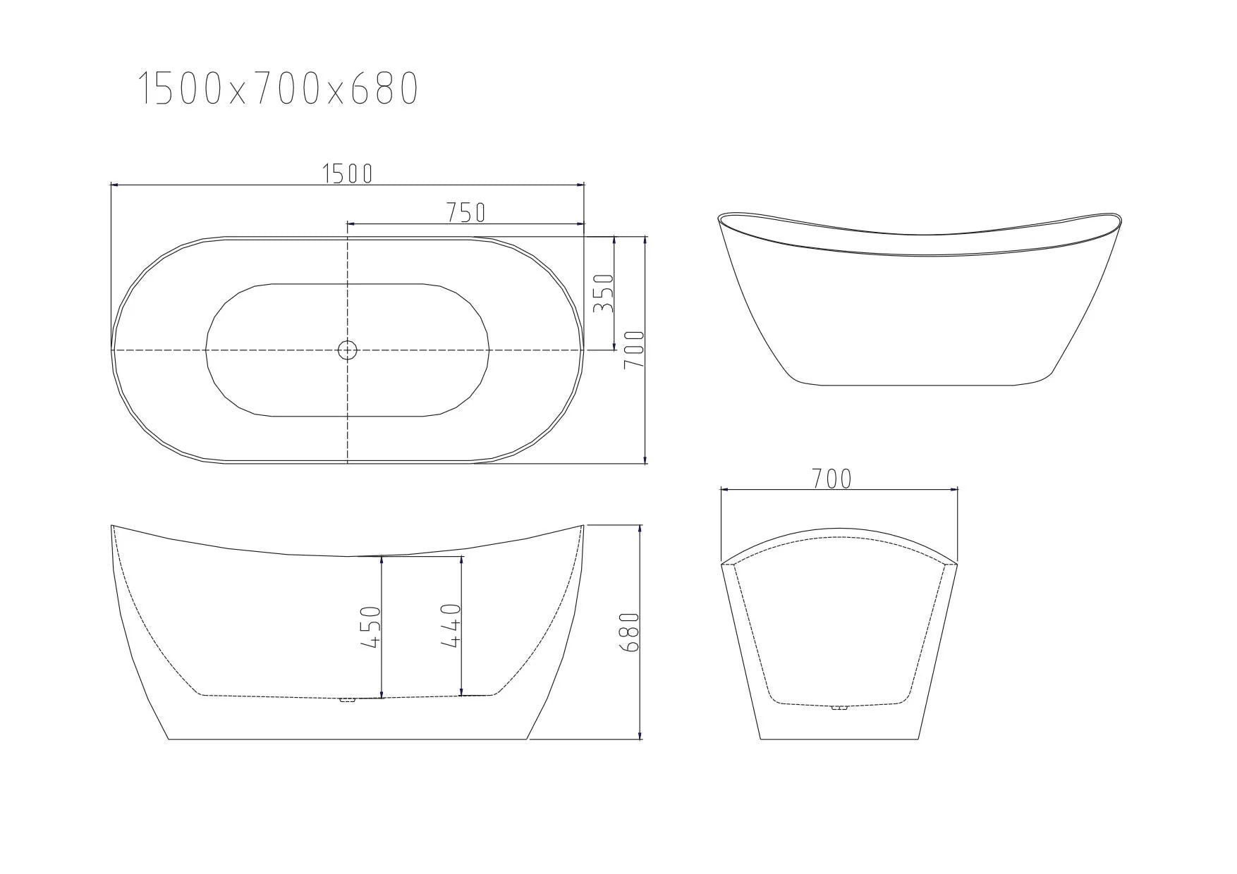 Disney Ultra-Thin Freestanding Designer Freestanding Bathtub Gloss White
