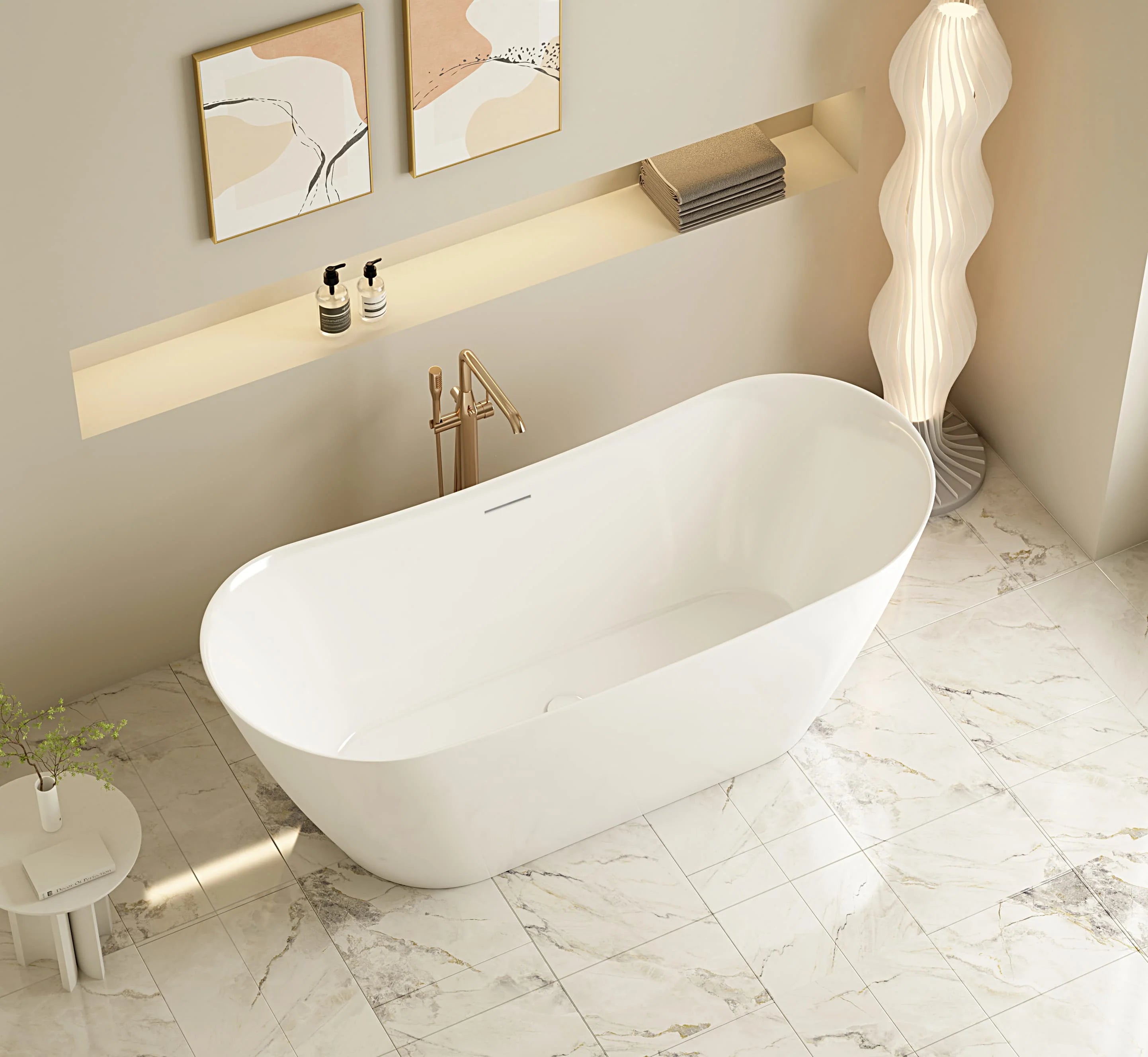 Disney Ultra-Thin Freestanding Designer Freestanding Bathtub Gloss White