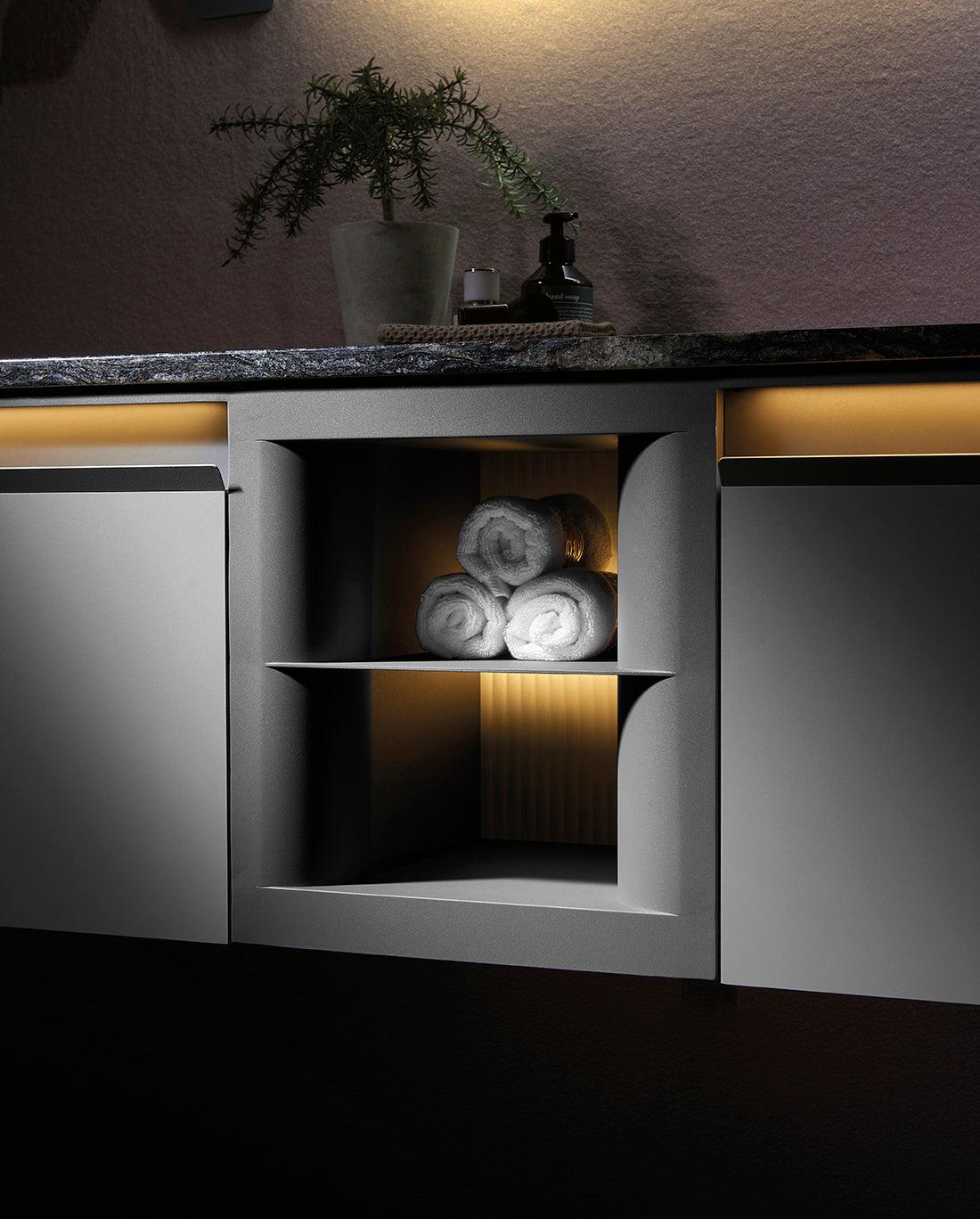 LAB Venus Stainless Steel LED wall hung vanity - Living and Bathroom
