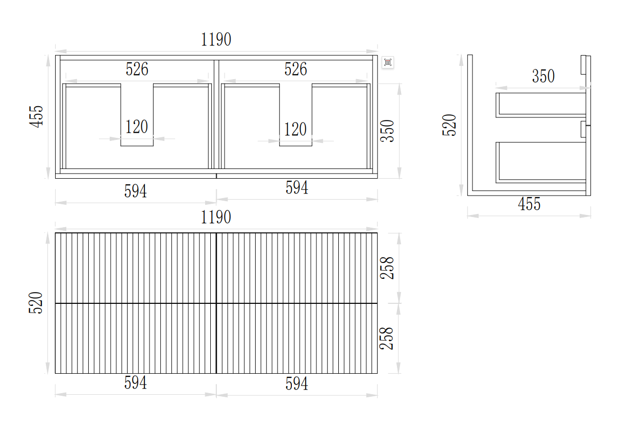 Eden PVC Fluted Waterproof  Wall Hung Bathroom Vanity Prime Oak
