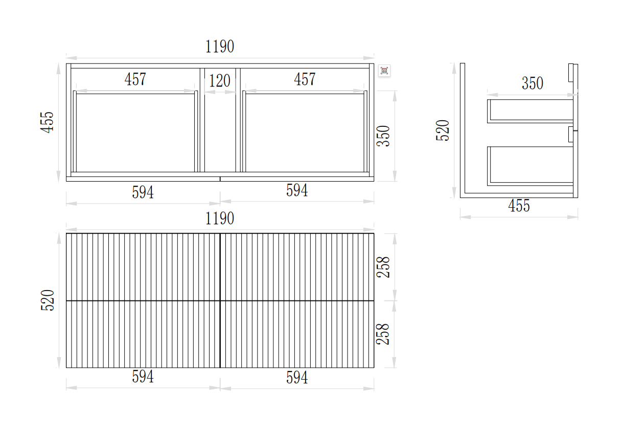 Eden PVC Fluted Waterproof  Wall Hung Bathroom Vanity  Classic Oak
