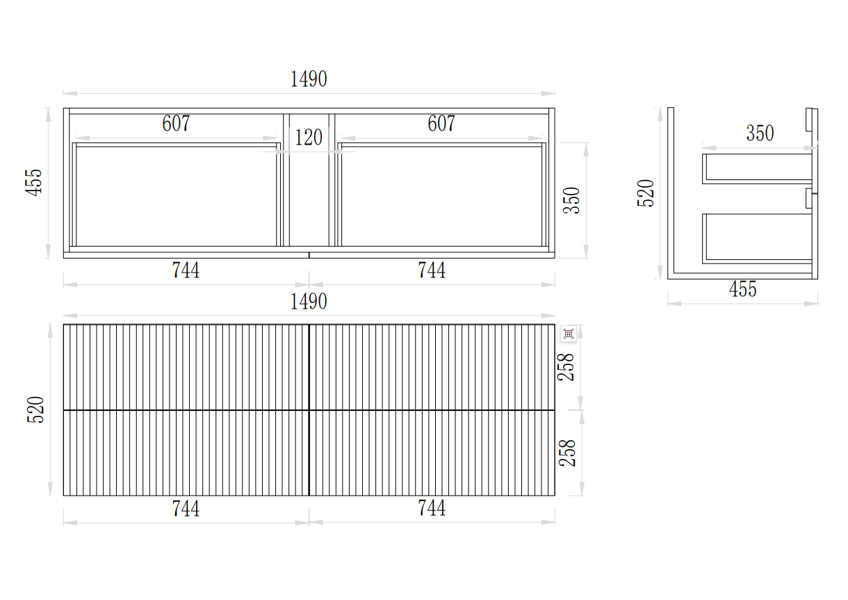 Eden PVC Fluted Waterproof  Wall Hung Bathroom Vanity Prime Oak