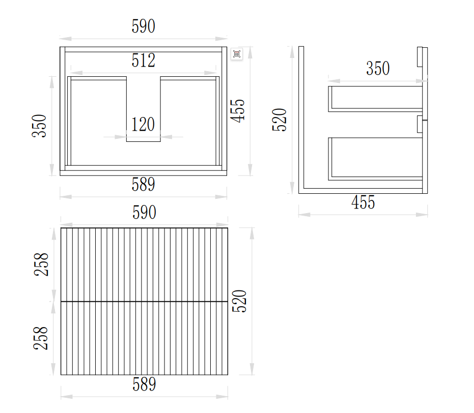 Eden PVC Fluted Waterproof  Wall Hung Bathroom Vanity Prime Oak