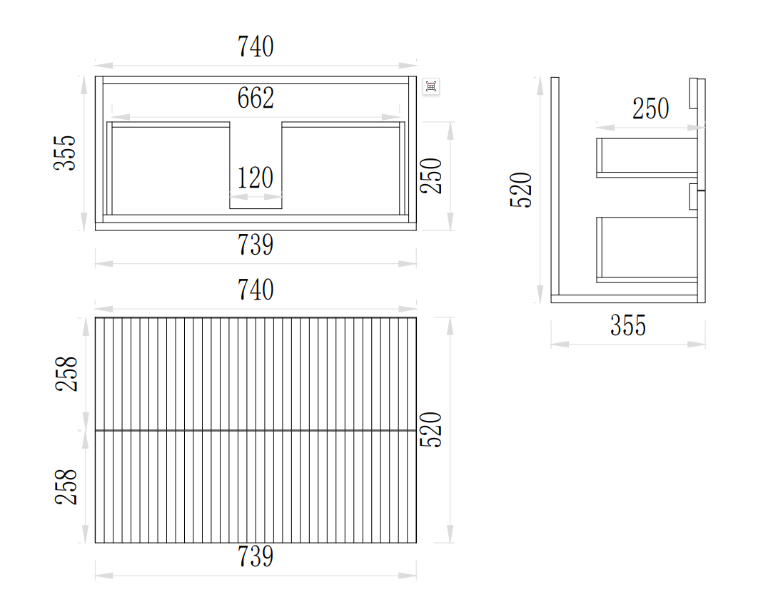 Eden Slim PVC Fluted Waterproof  Wall Hung Bathroom Vanity Classic Oak
