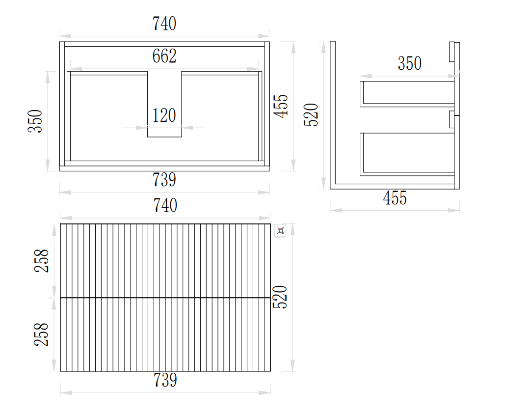 Eden PVC Fluted Waterproof  Wall Hung Bathroom Vanity  Classic Oak