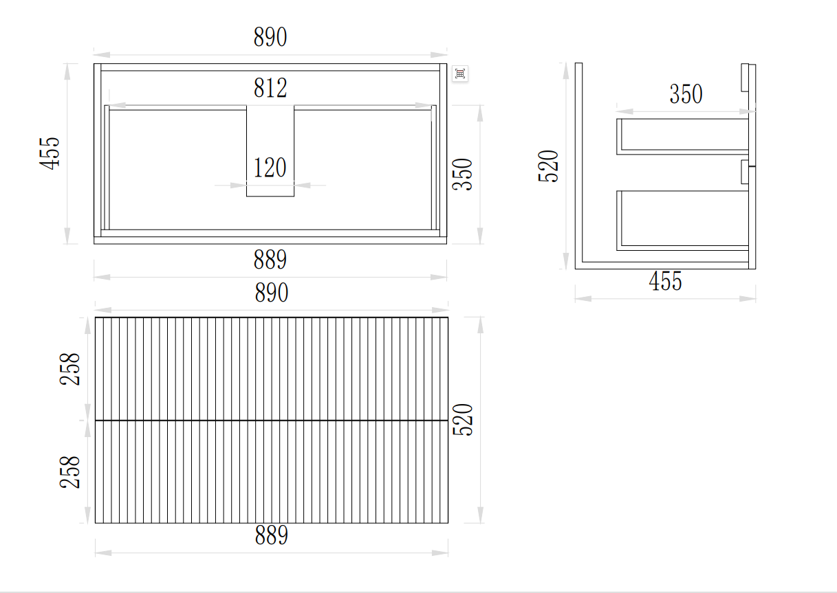 Eden PVC Fluted Waterproof  Wall Hung Bathroom Vanity  Classic Oak