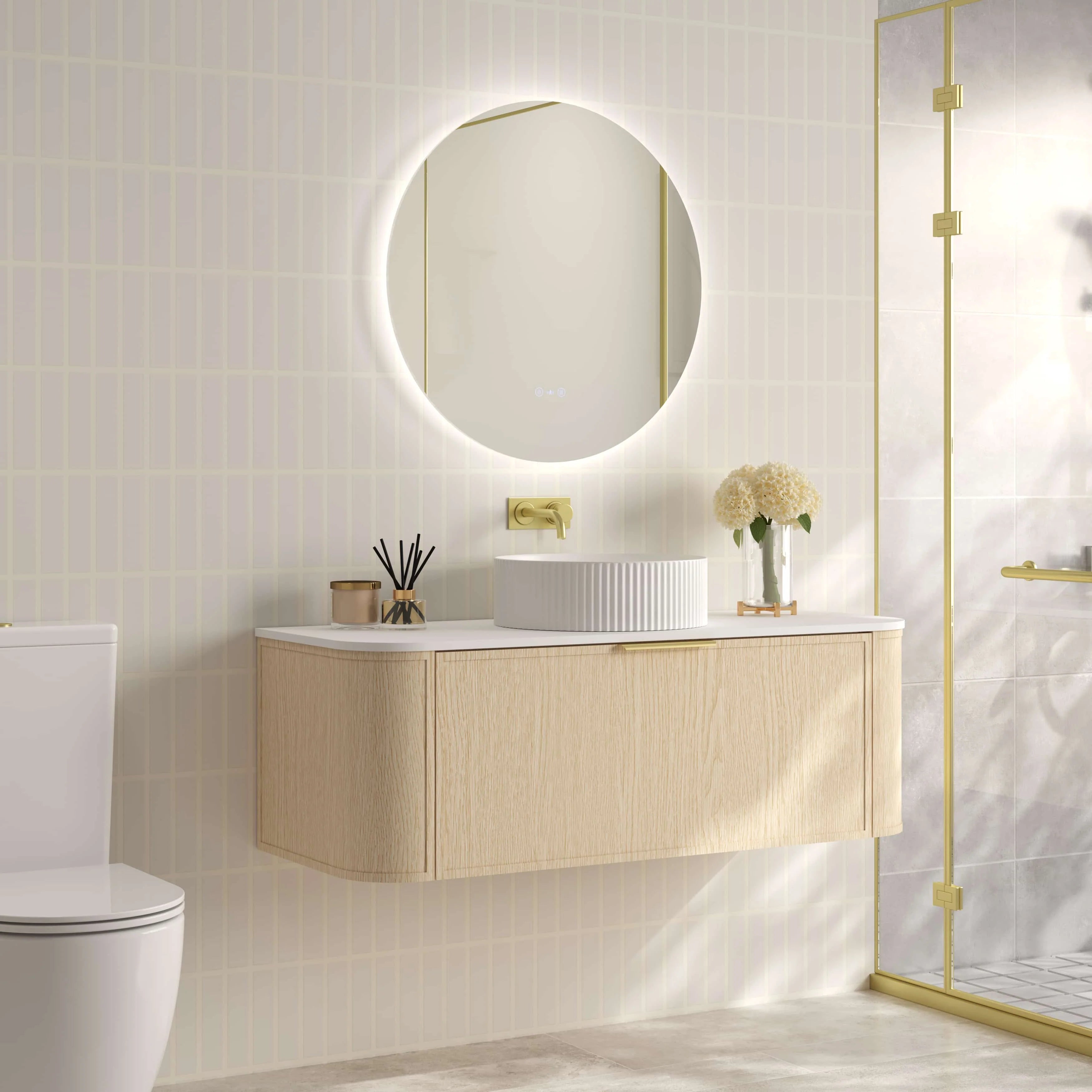 ELVA Curve Wallhung Vanity Natural Oak