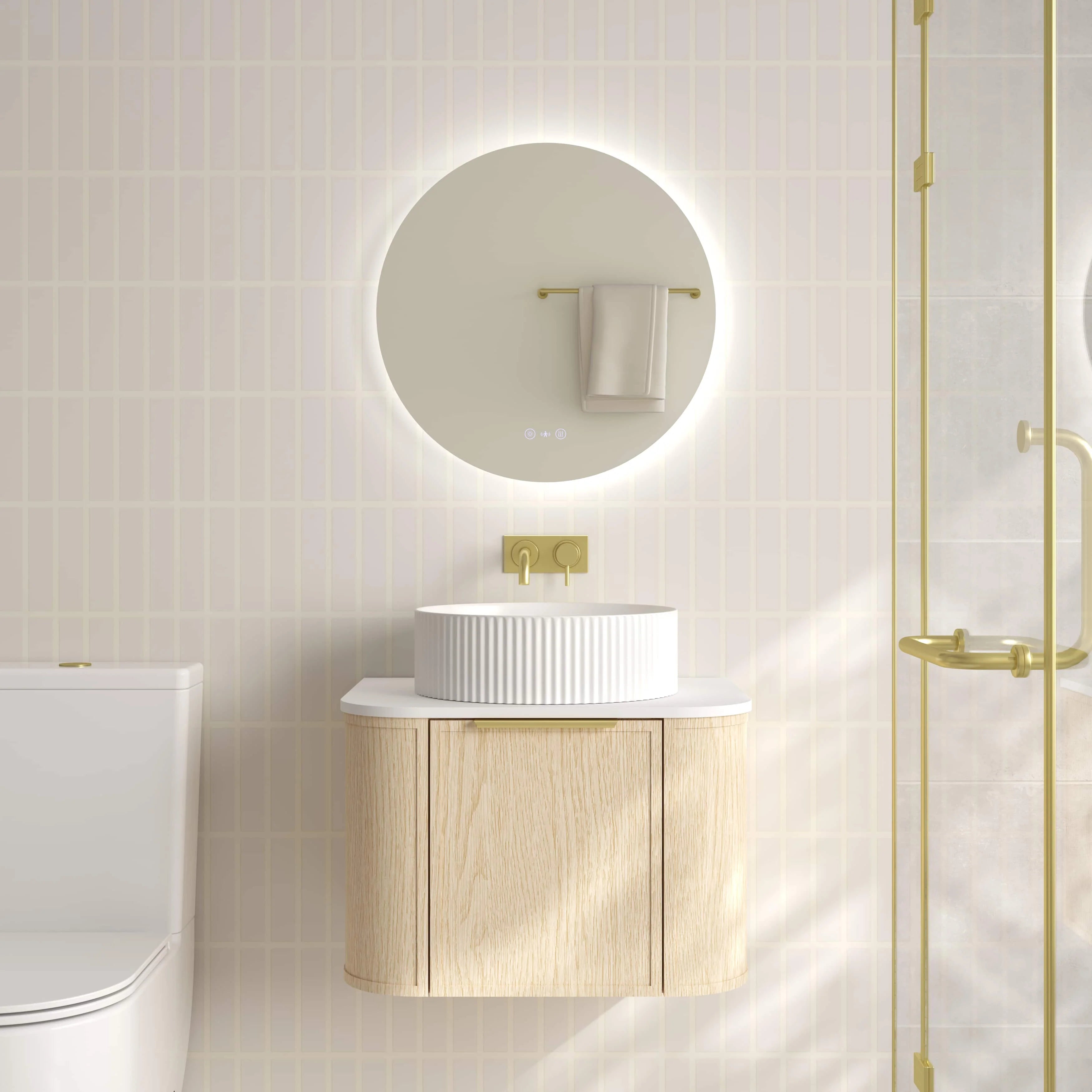 ELVA Curve Wallhung Vanity Natural Oak