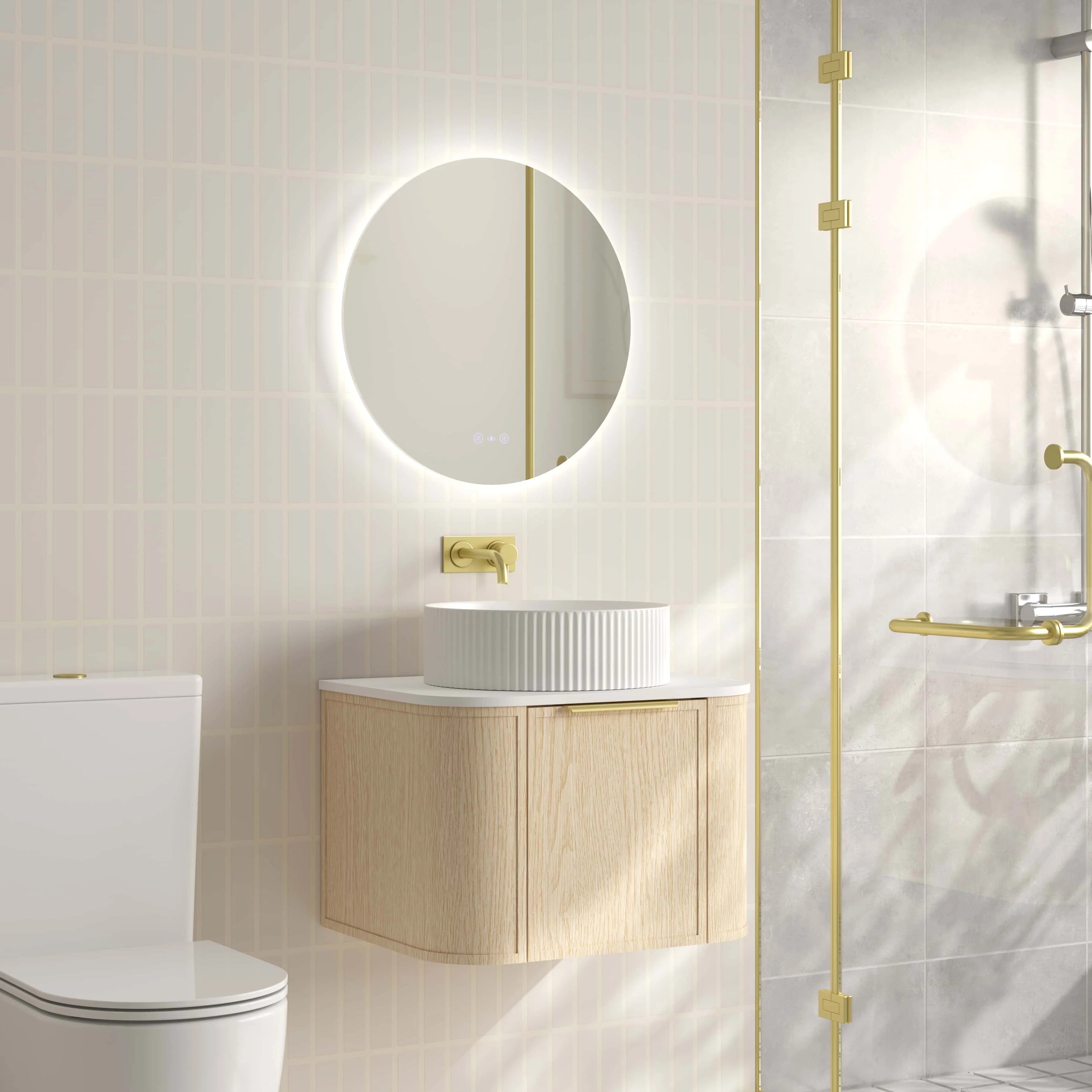 ELVA Curve Wallhung Vanity Natural Oak