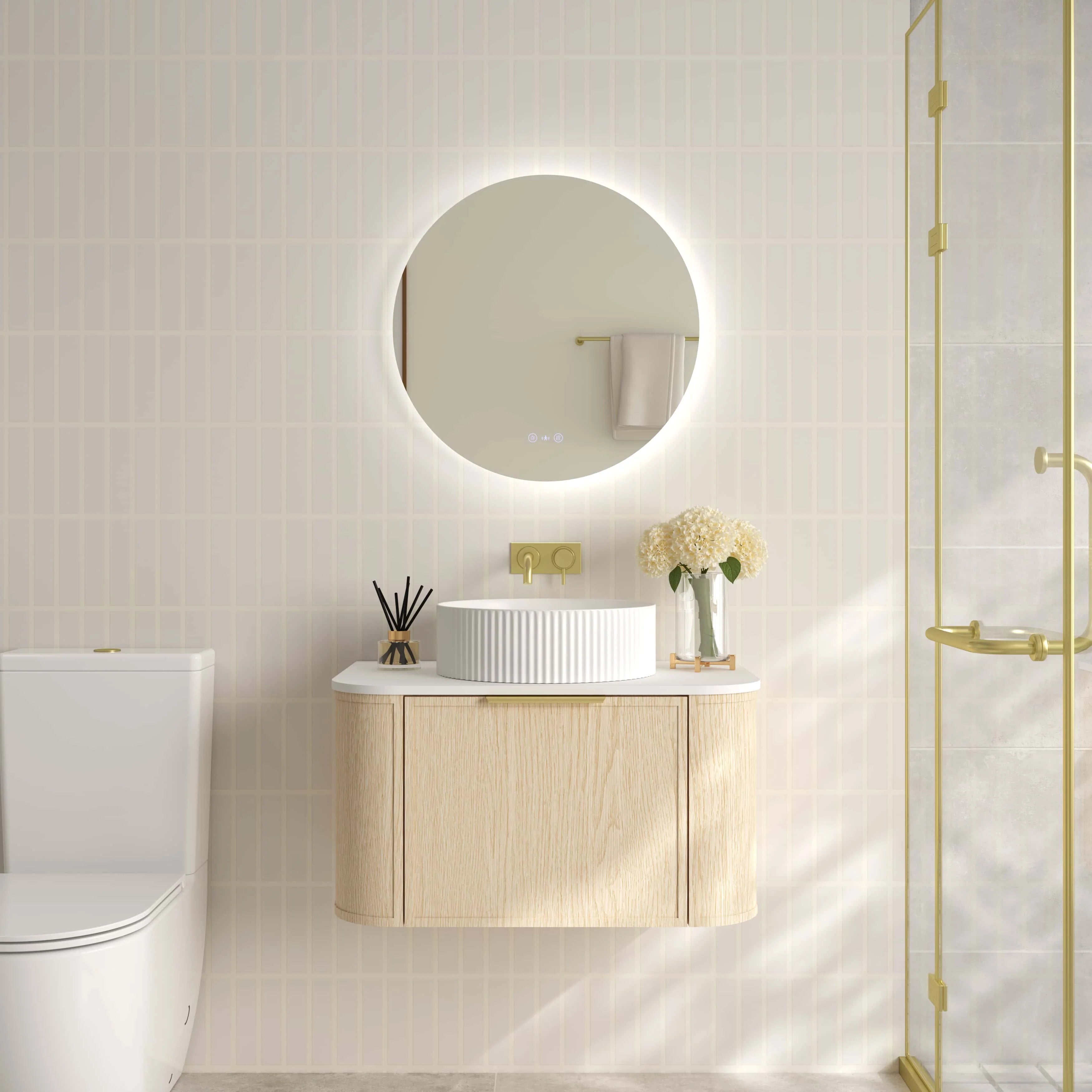 ELVA Curve Wallhung Vanity Natural Oak