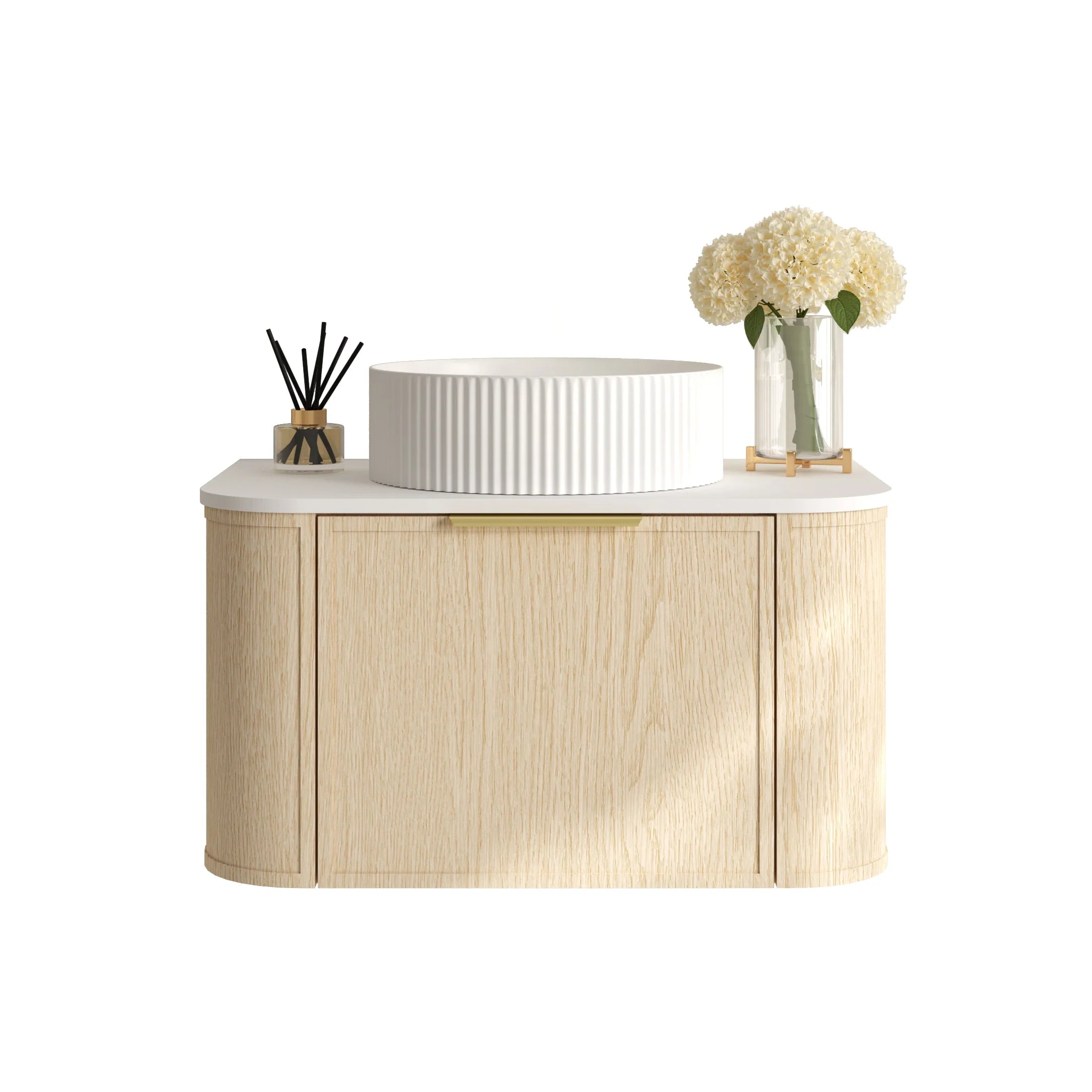 ELVA Curve Wallhung Vanity Natural Oak