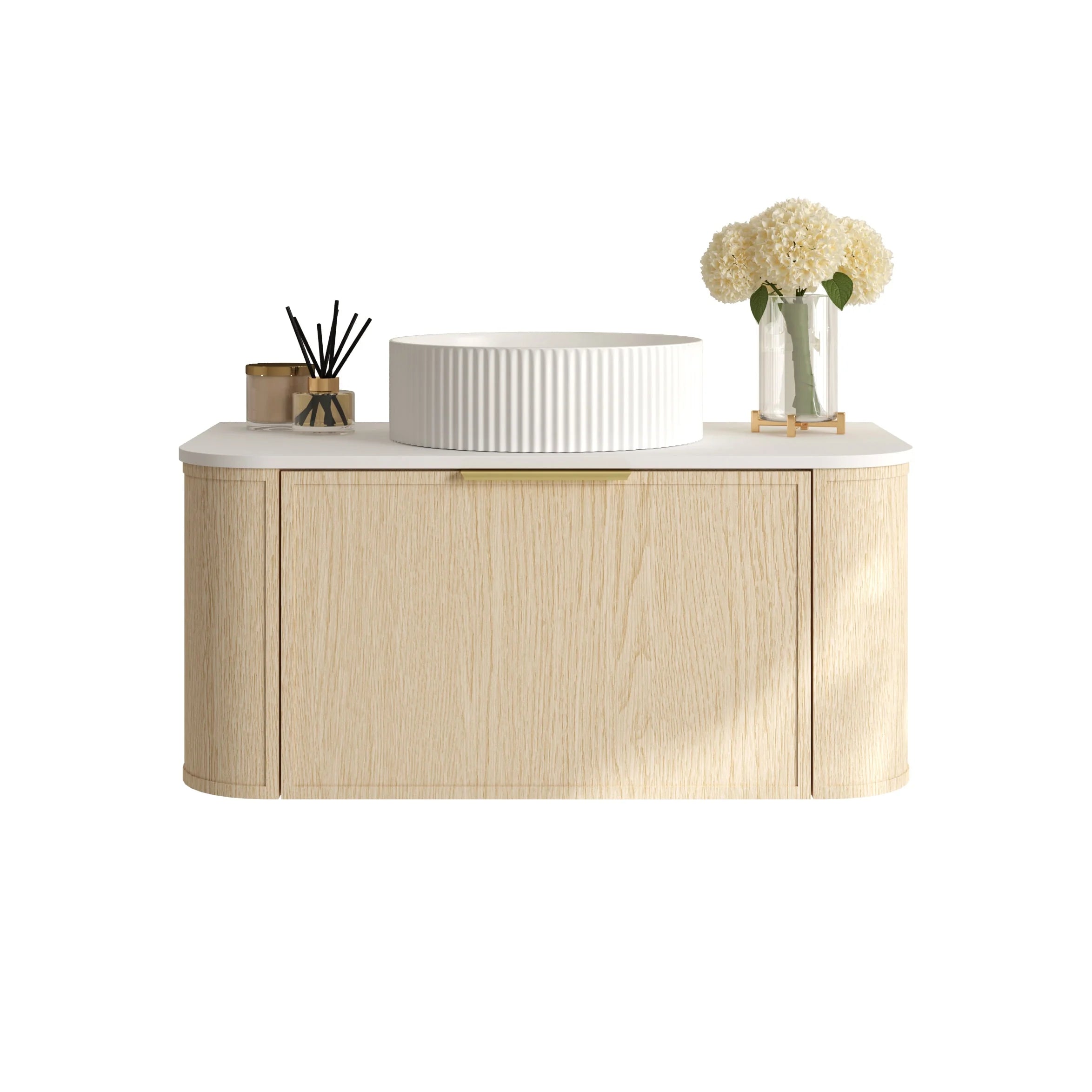 ELVA Curve Wallhung Vanity Natural Oak