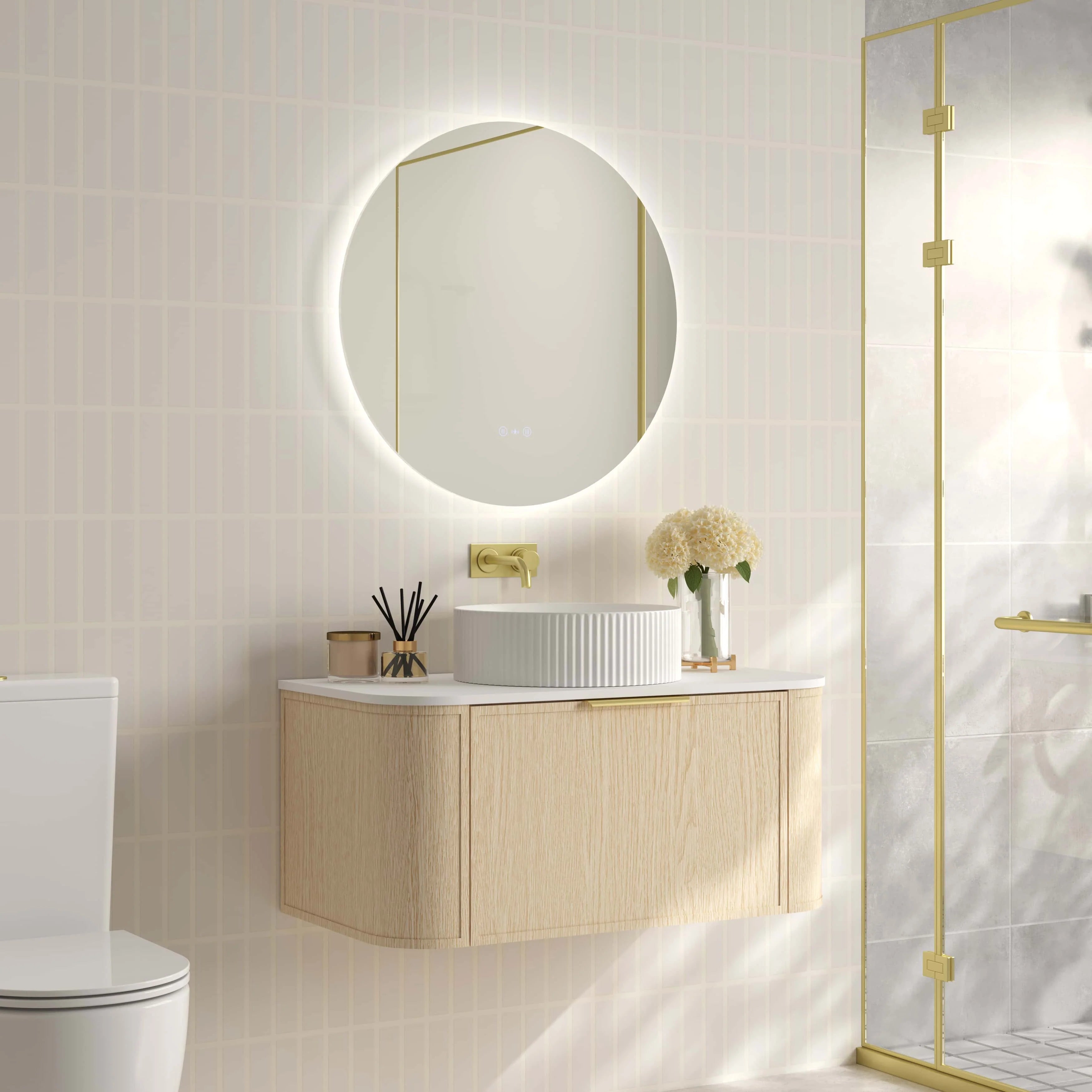 ELVA Curve Wallhung Vanity Natural Oak