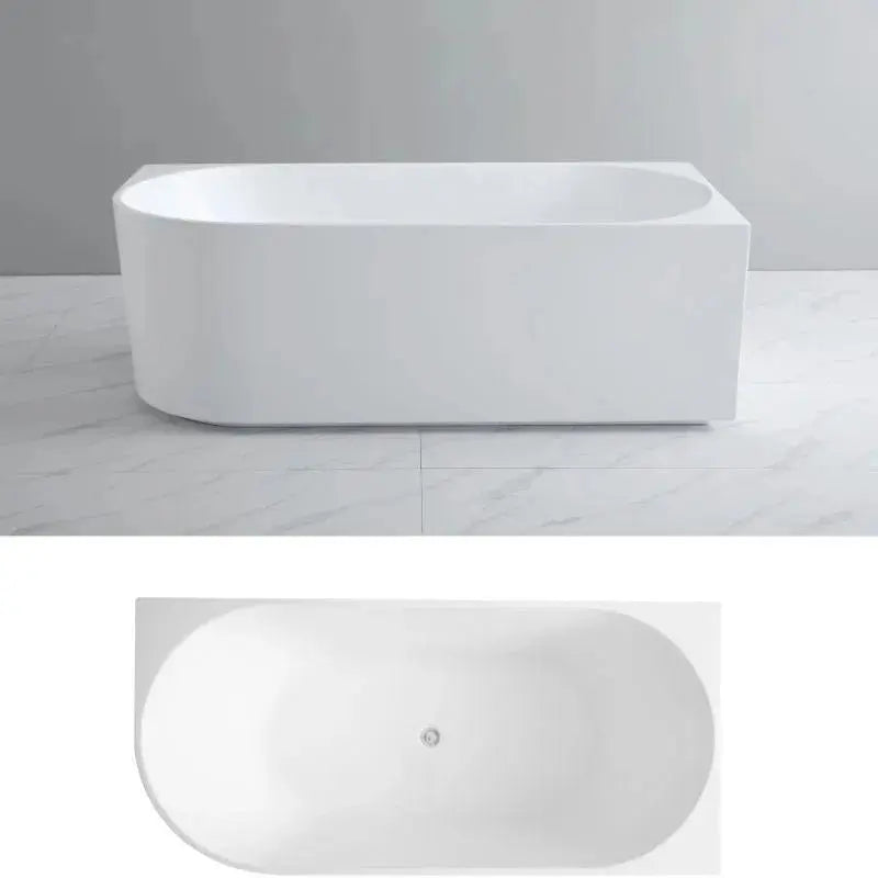 Elvia Right Corner Back To Wall Freestanding Bathtub Matt White (Available in 1500mm And 1700mm)