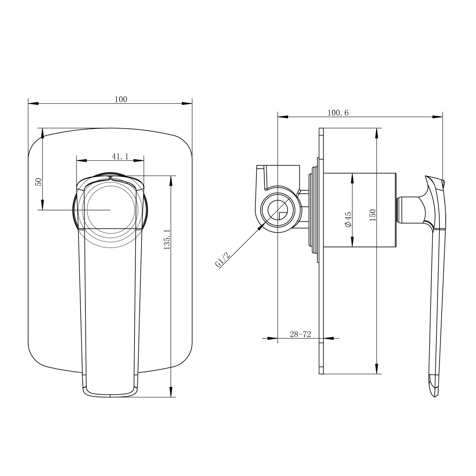 ESPERIA - Black & Chrome Wall Mixer
